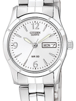 Citizen Ladies Silver Stainless Steel Band with White Face