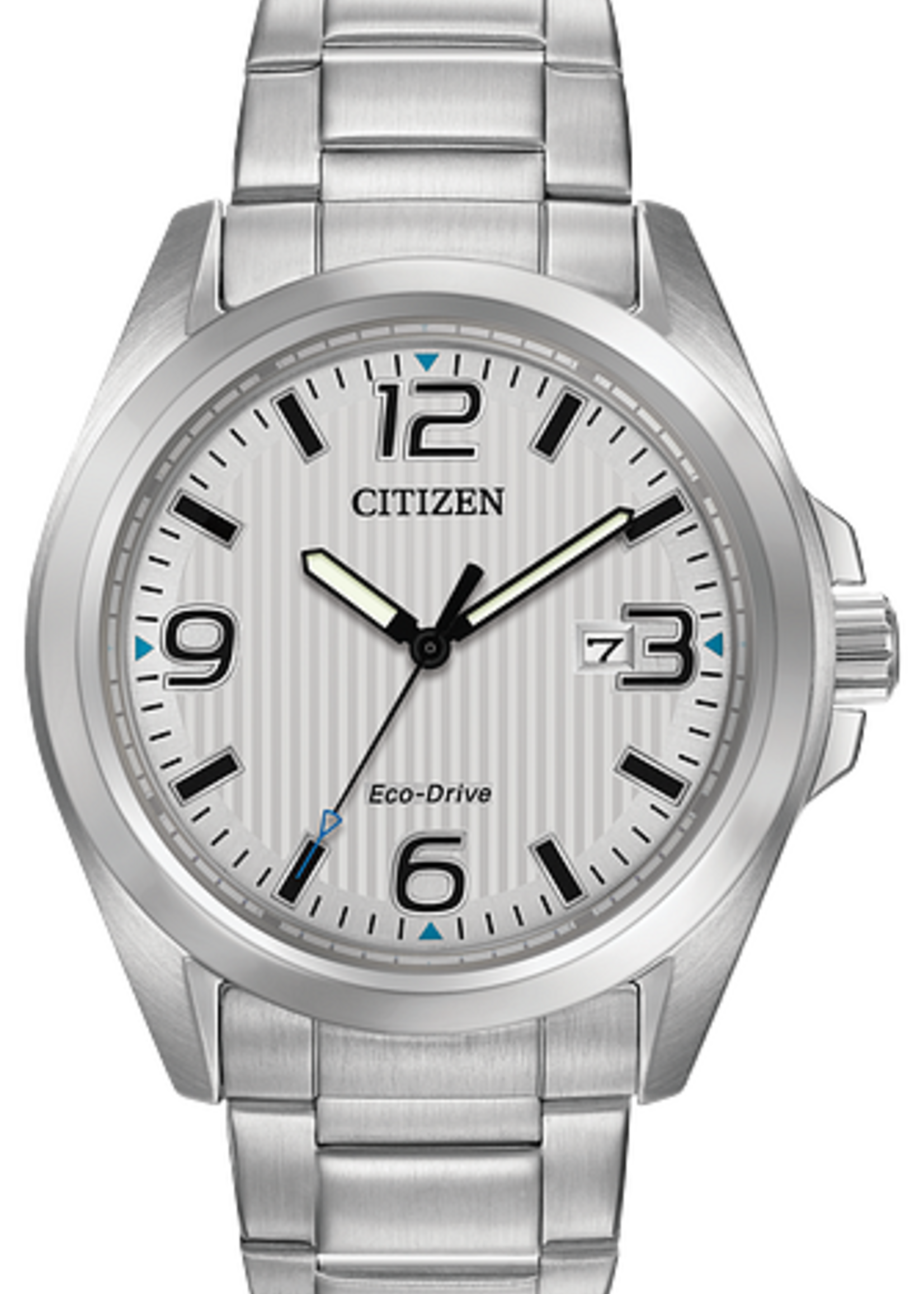 Citizen Mens Silver Stainless Steel band With Black Face