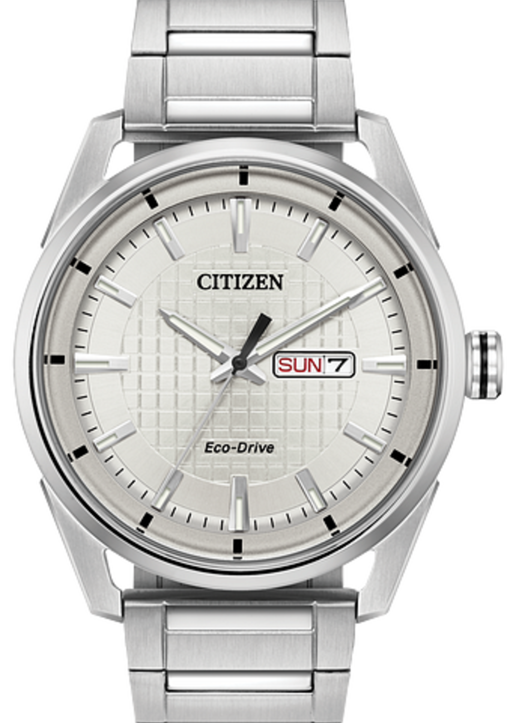 Citizen Mens Silver Stainless Steel Band With White Face