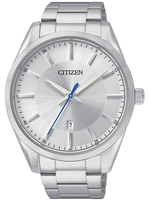 Citizen Mens Silver Stainless Steel Band with White Face