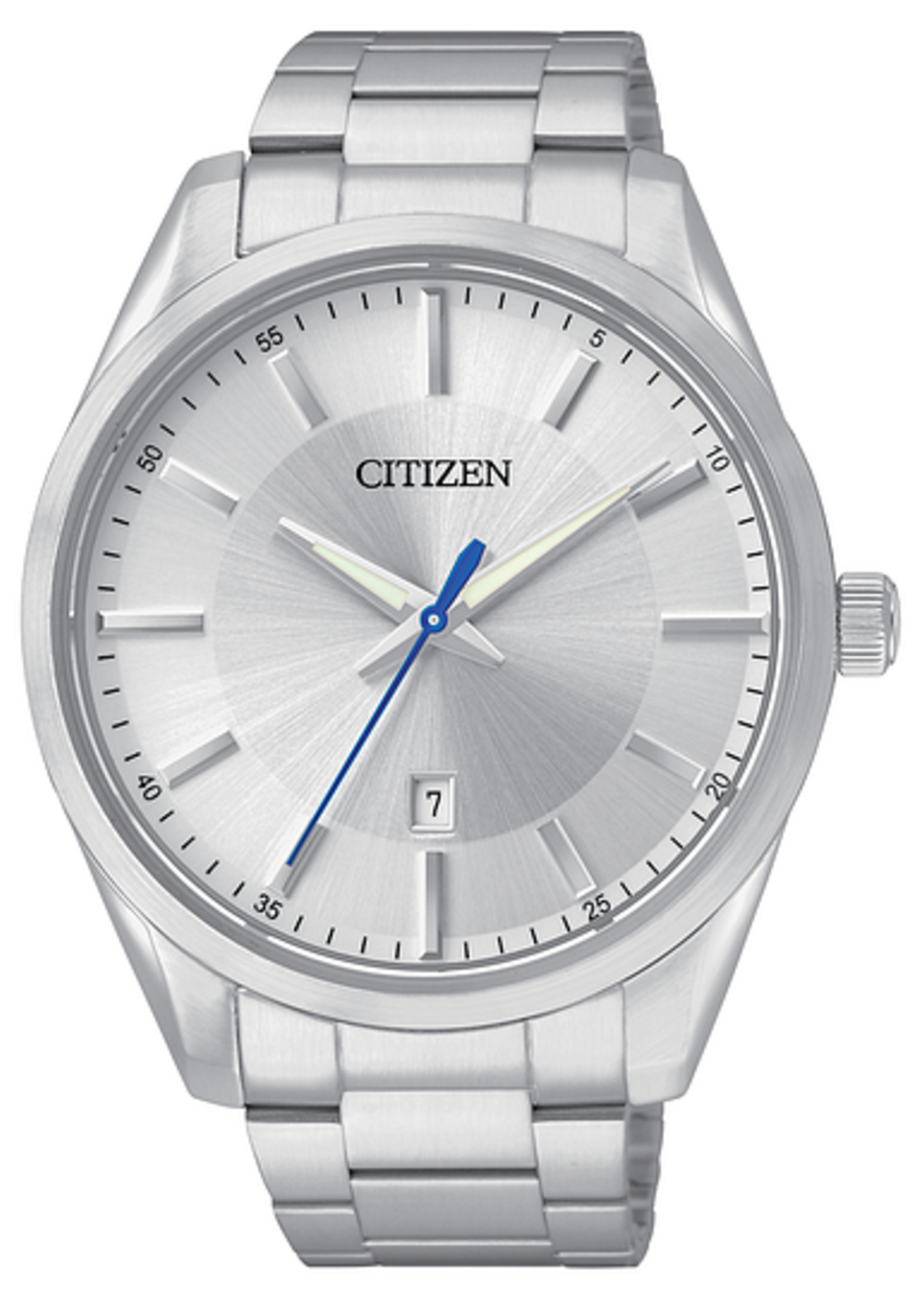 Citizen Mens Silver Stainless Steel Band with White Face