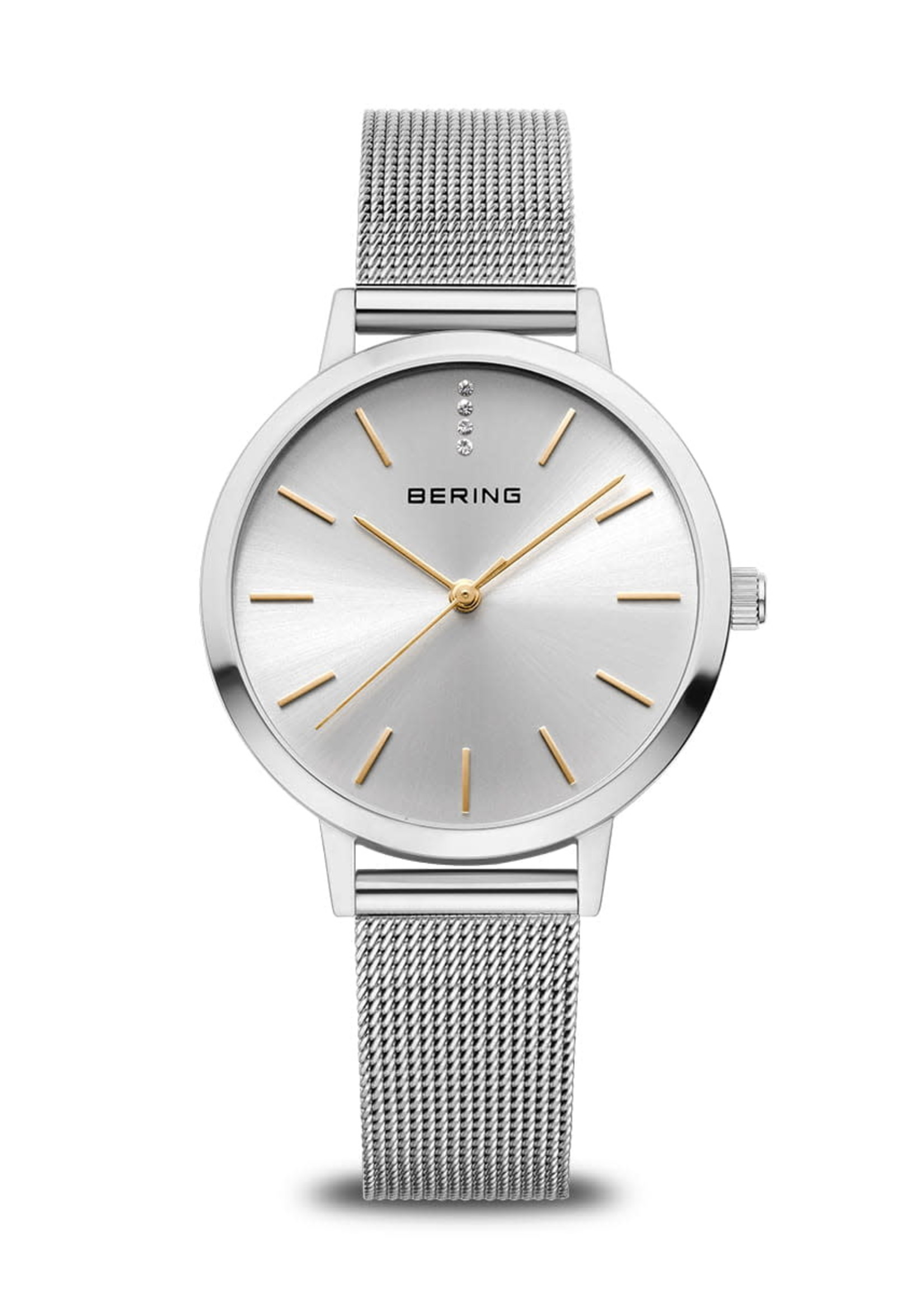 Bering Ladies Bering Silver Band with Two Tone Face