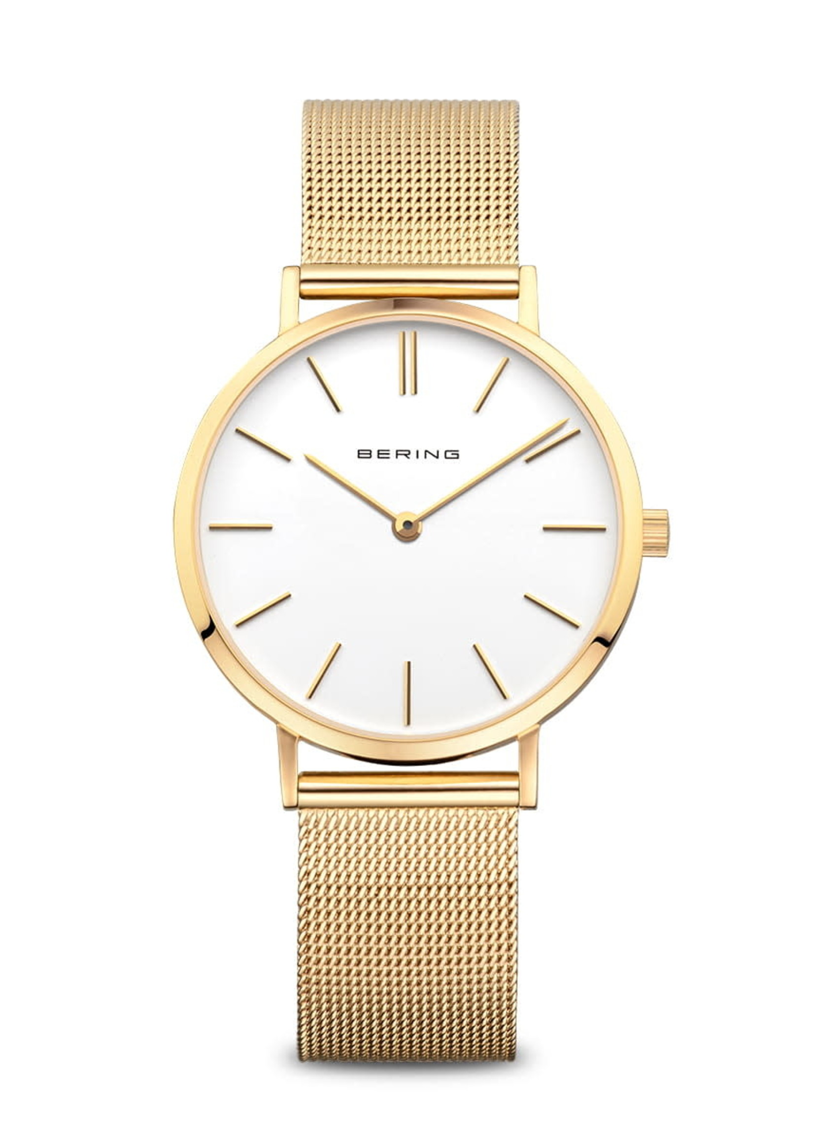 Bering Ladies Bering Gold Tone Stainless Steel Band with Face and Gold Details