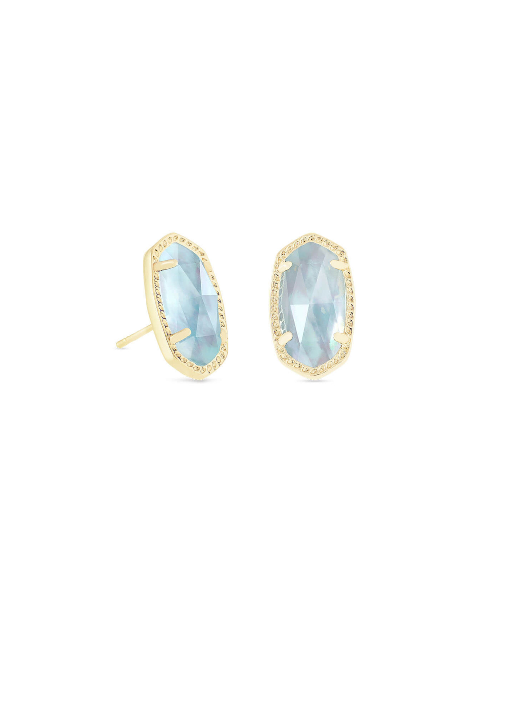 Kendra Scott ELLIE STUD EARRINGS GOLD LIGHT BLUE ILLUSION