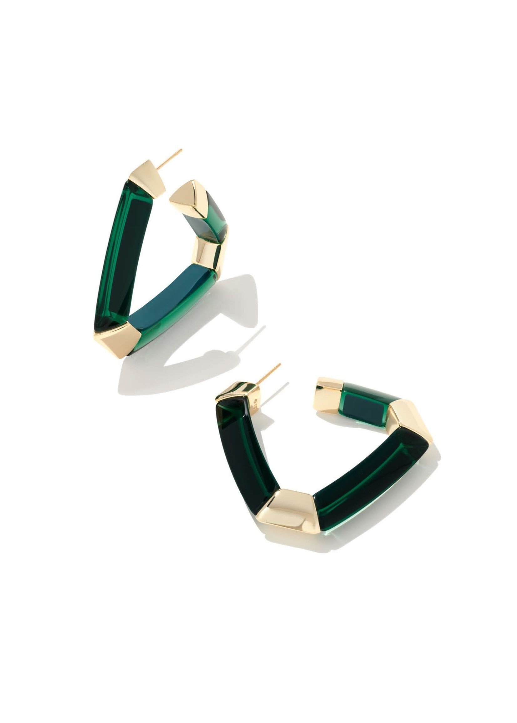 Kendra Scott ARDEN STATEMENT HOOP EARRINGS GOLD EMERALD MIX