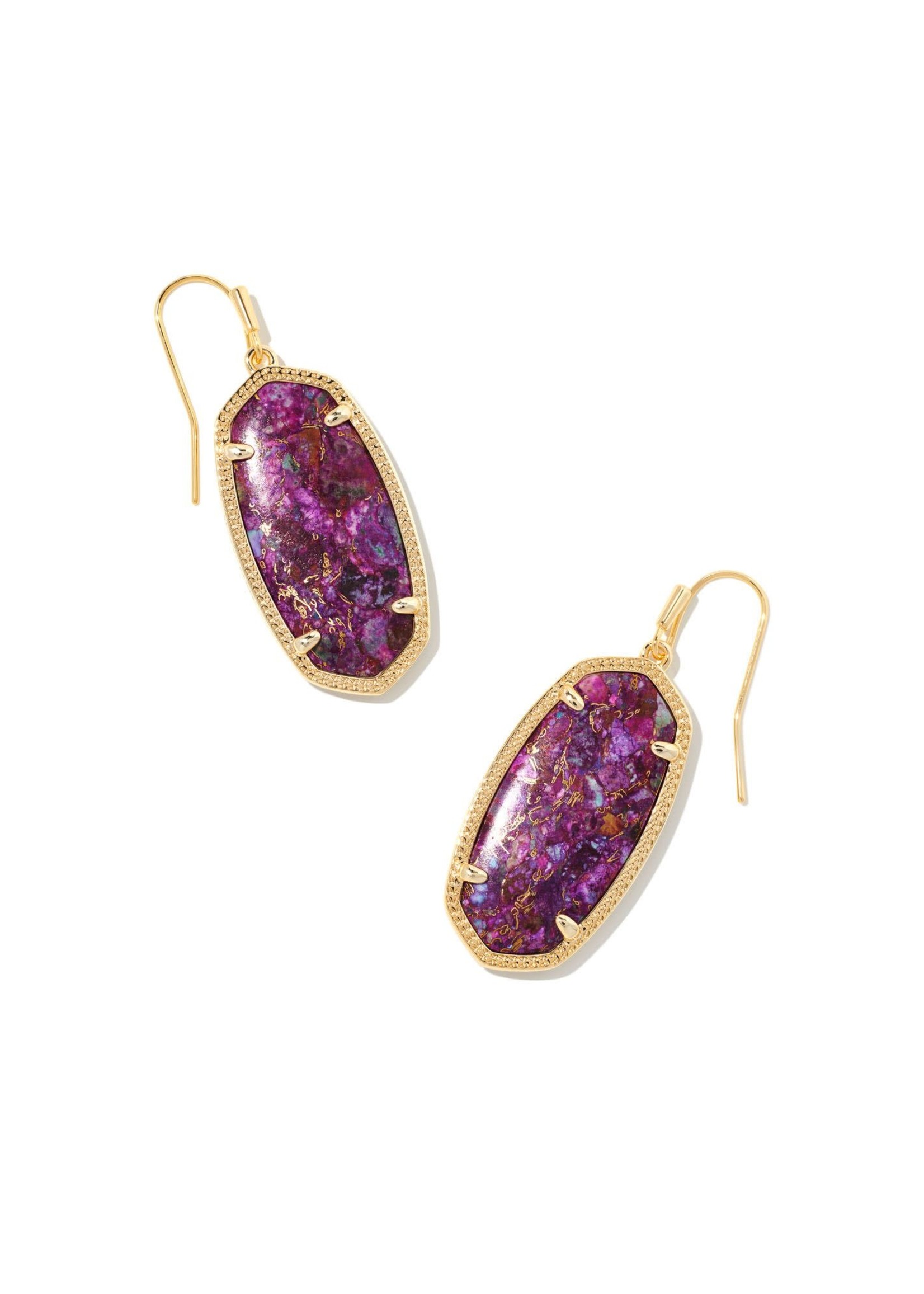 Kendra Scott ELLE DROP EARRINGS GOLD BRONZE VEINED PURP