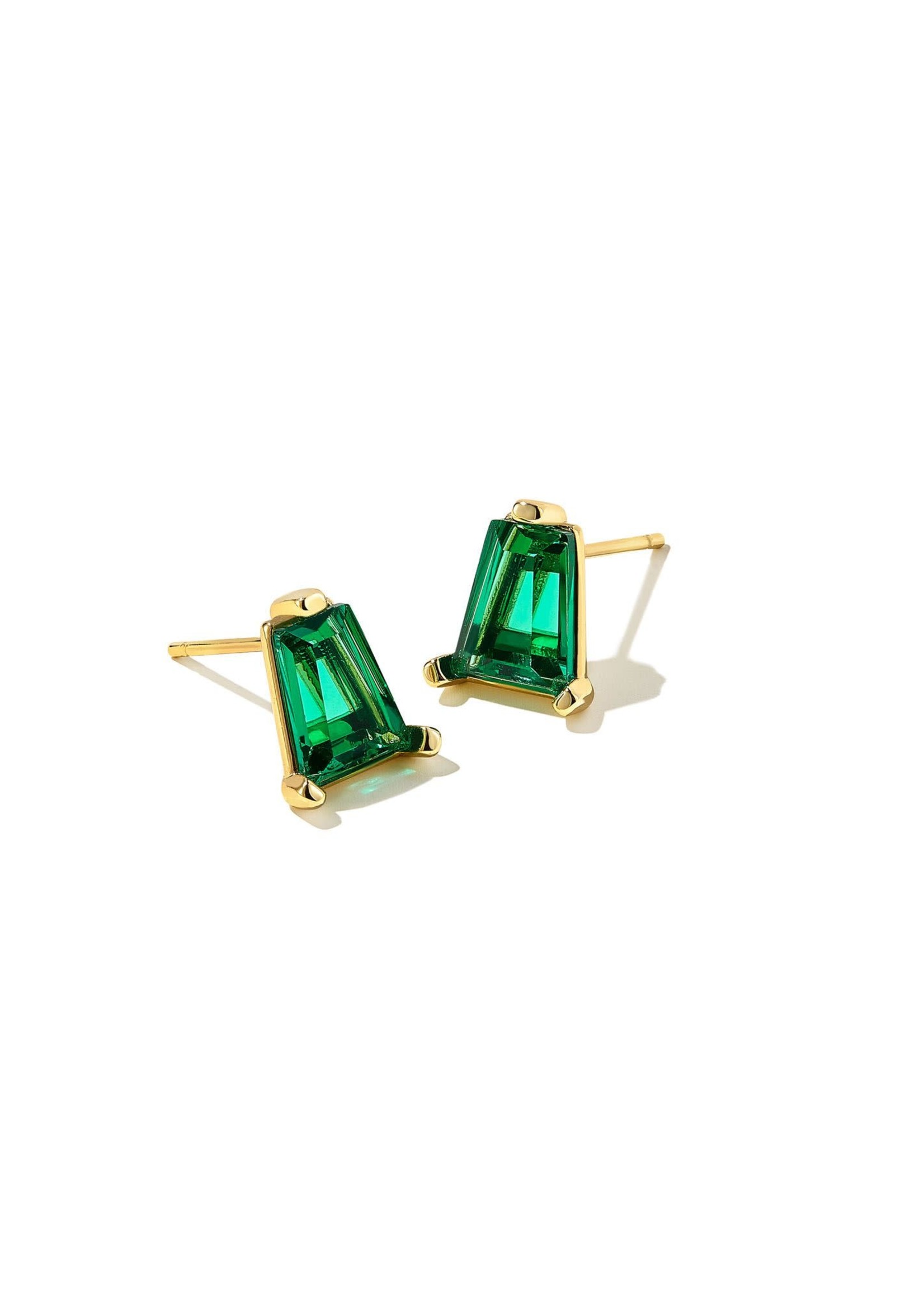 Kendra Scott BLAIR STUD EARRINGS GOLD EMERALD CRYSTAL