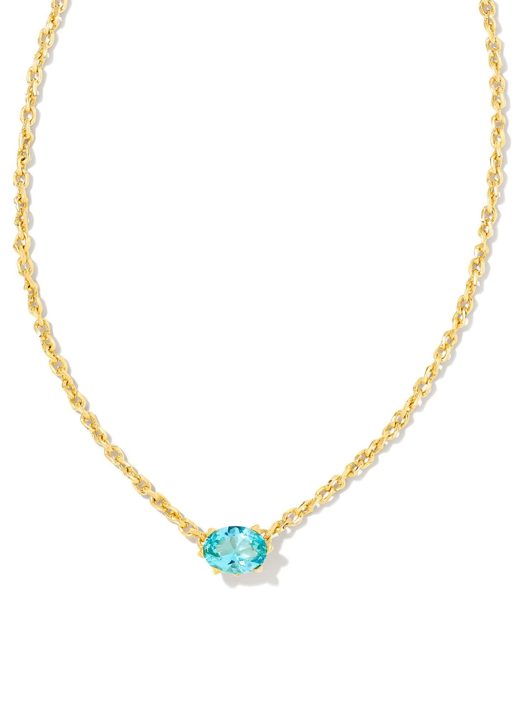 Kendra Scott CAILIN CRYSTAL PENDANT NECKLACE GOLD AQUA CRYSTAL