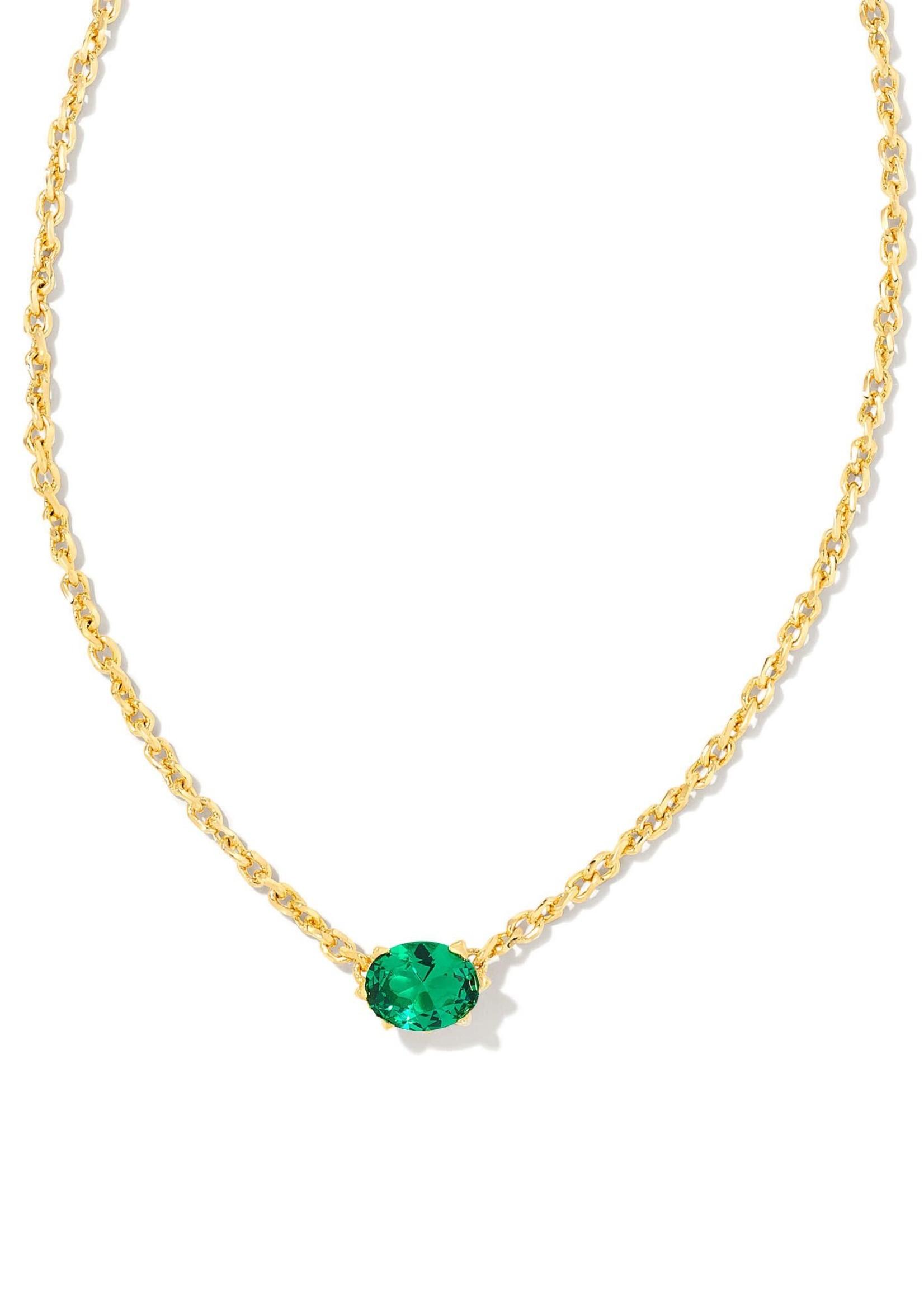 Kendra Scott CAILIN CRYSTAL PENDANT NECKLACE GOLD GREEN CRYSTAL