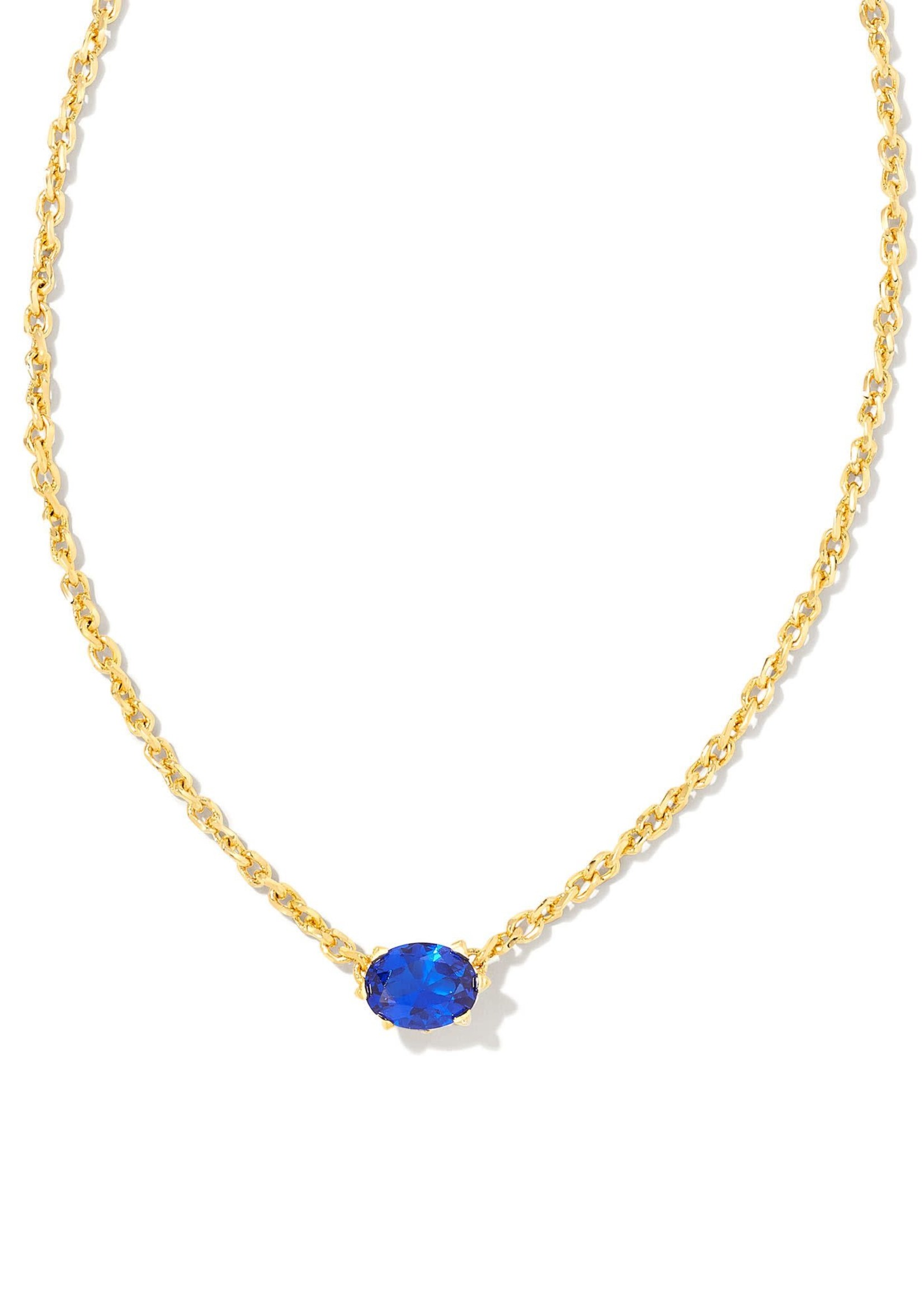 Kendra Scott CAILIN CRYSTAL PENDANT NECKLACE GOLD BLUE CRYSTAL