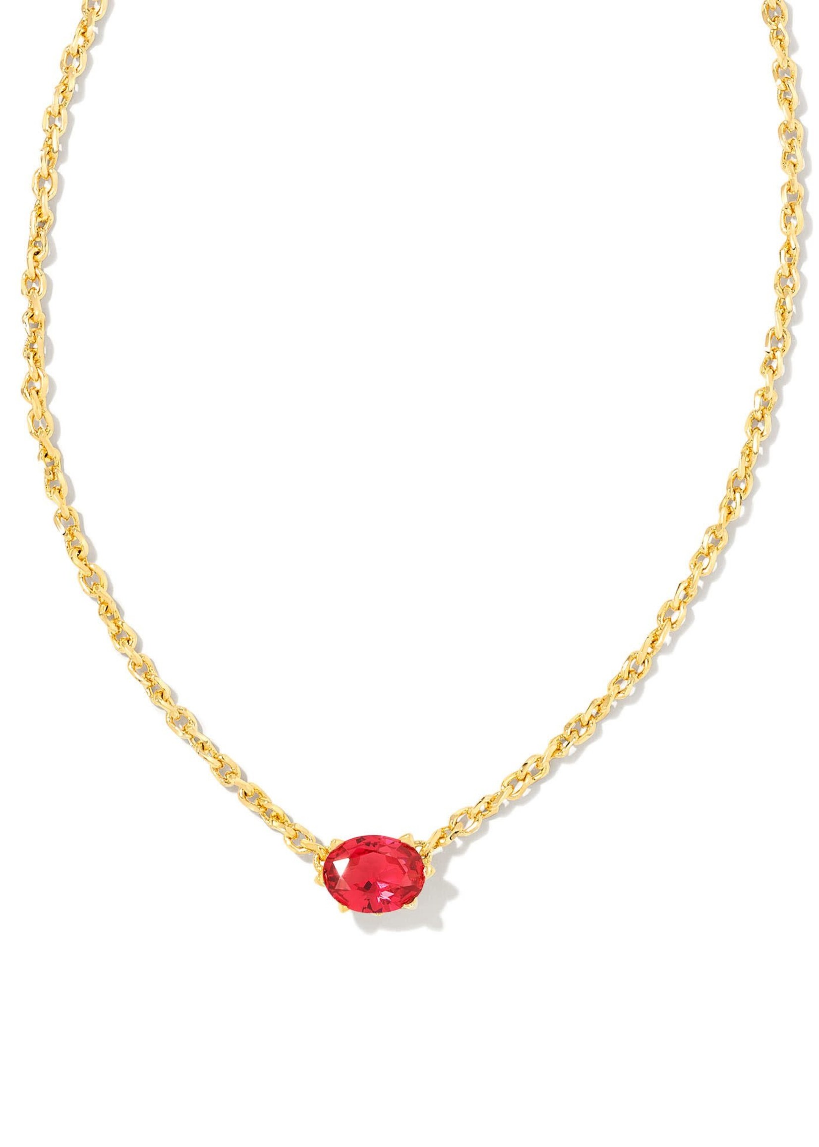 Kendra Scott CAILIN CRYSTAL PENDANT NECKLACE GOLD RED CRYSTAL
