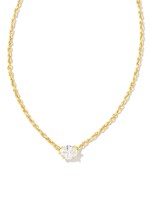 Kendra Scott CAILIN CRYSTAL PENDANT NECKLACE GOLD METAL WHITE CZ