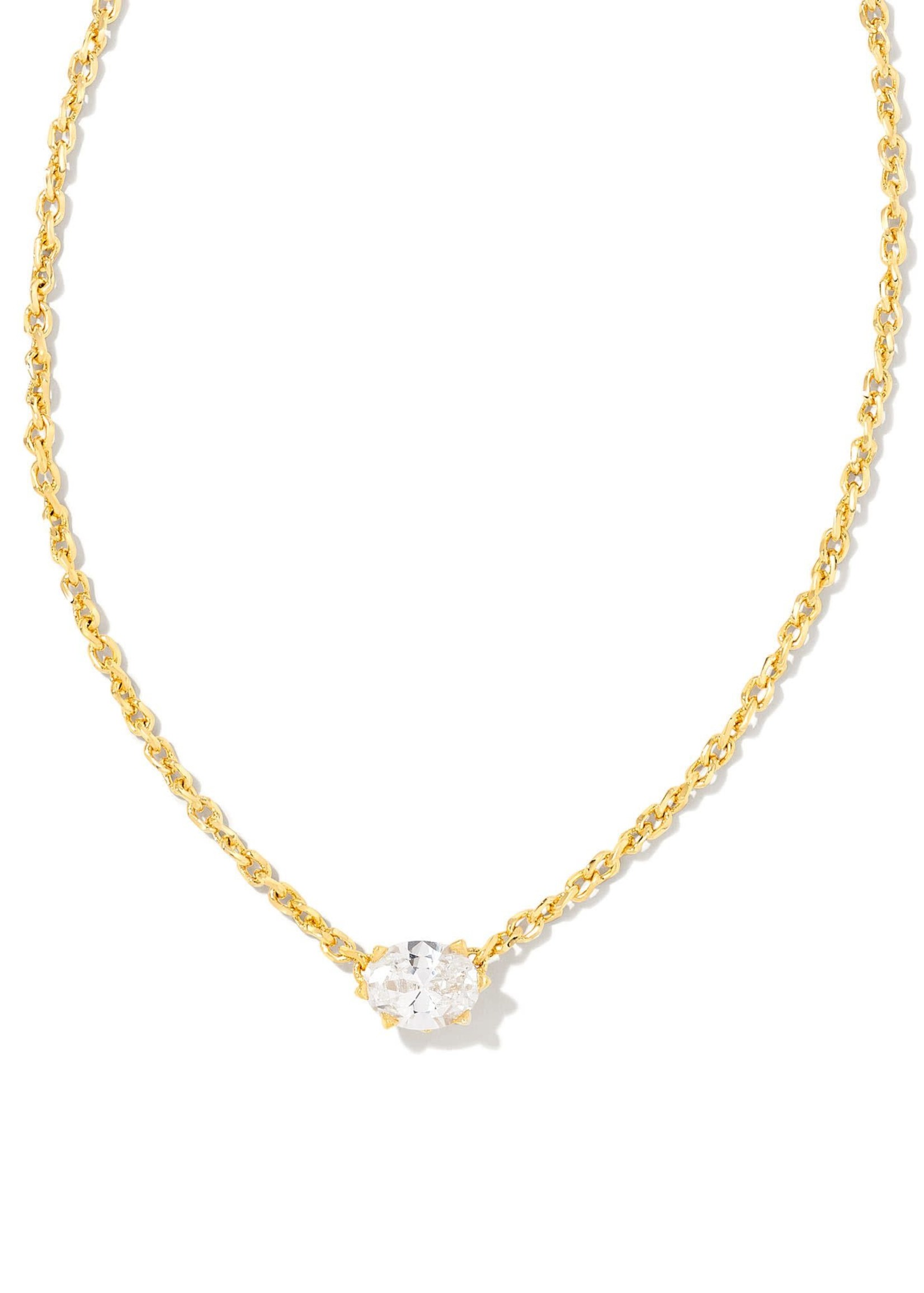 Kendra Scott CAILIN CRYSTAL PENDANT NECKLACE GOLD METAL WHITE CZ