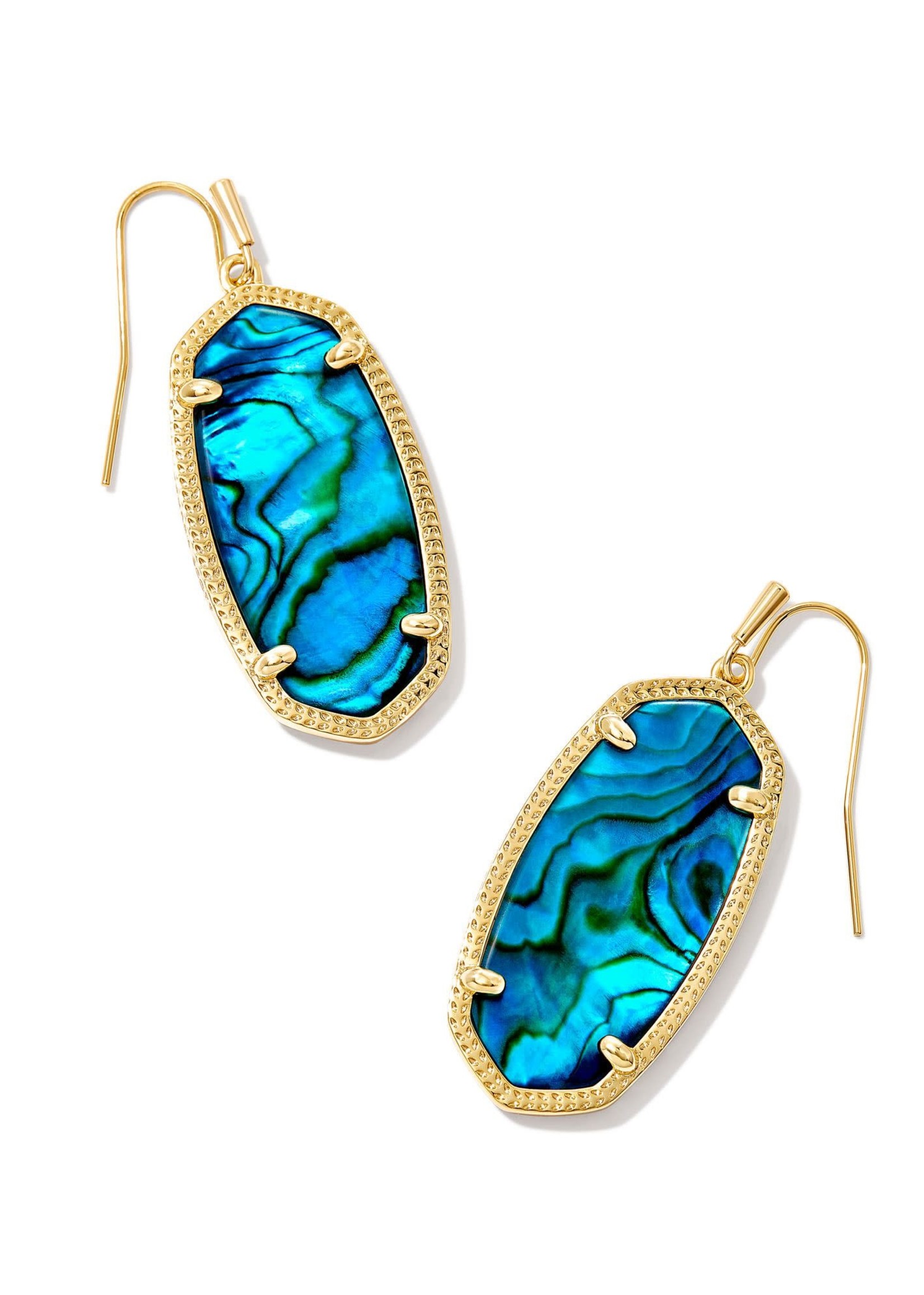 Kendra Scott ELLE DROP EARRINGS GOLD TEAL ABALONE