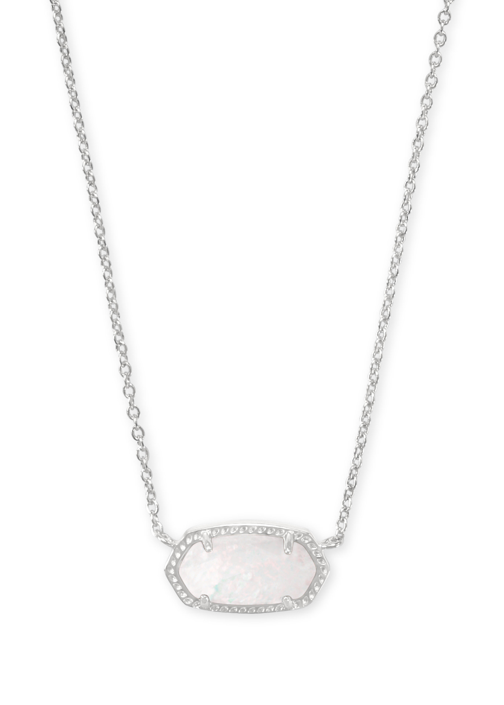 Kendra Scott ELISA SHORT PENDANT NECKLACE RHODIUM WHITE OPAL