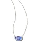 Kendra Scott ELISA ENAMEL FRAME SHORT PENDANT NECKLACE RHODIUM DARK LAVENDER O