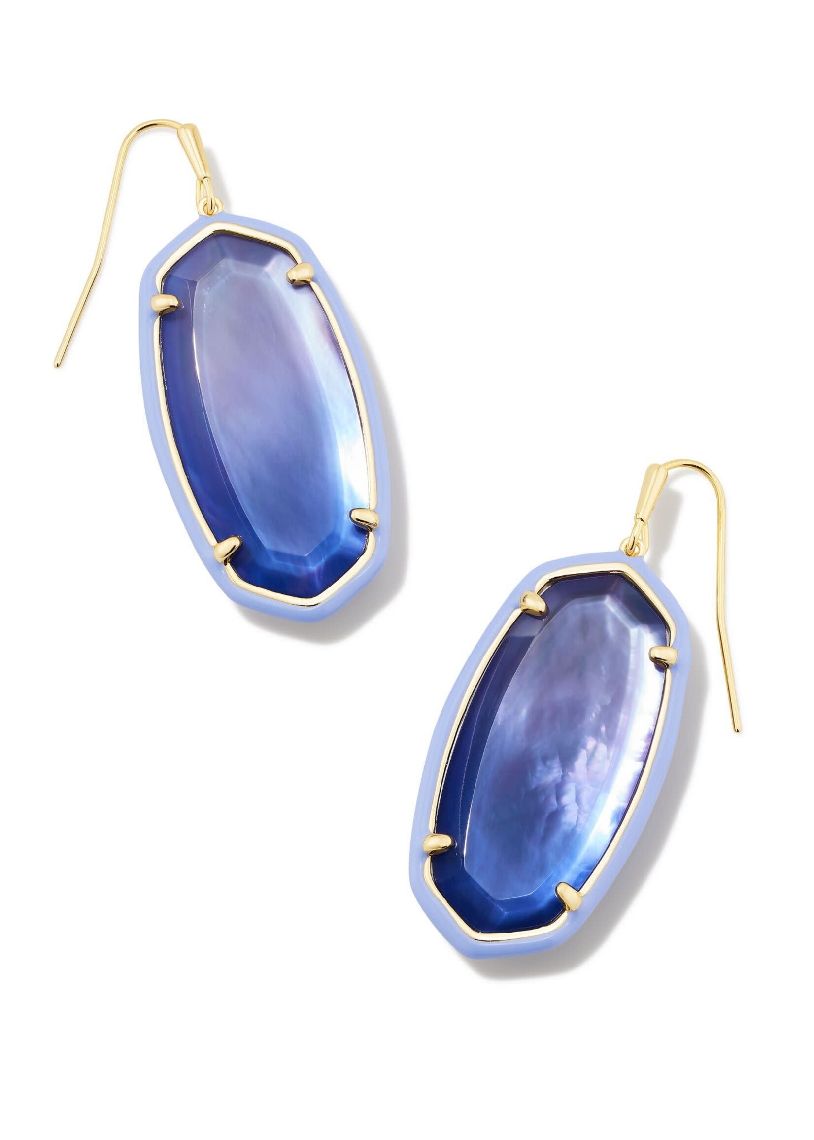 Kendra Scott ELLE ENAMEL FRAME DROP EARRINGS GOLD DARK LAVENDER OMBRE