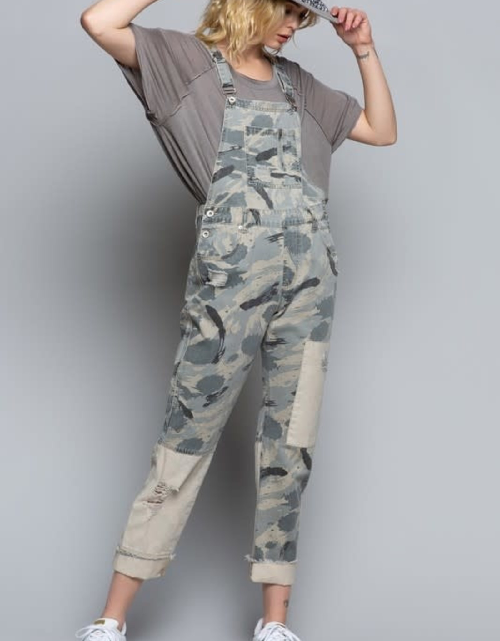 Distressed Camo Overalls 2 Broke Girls Boutique