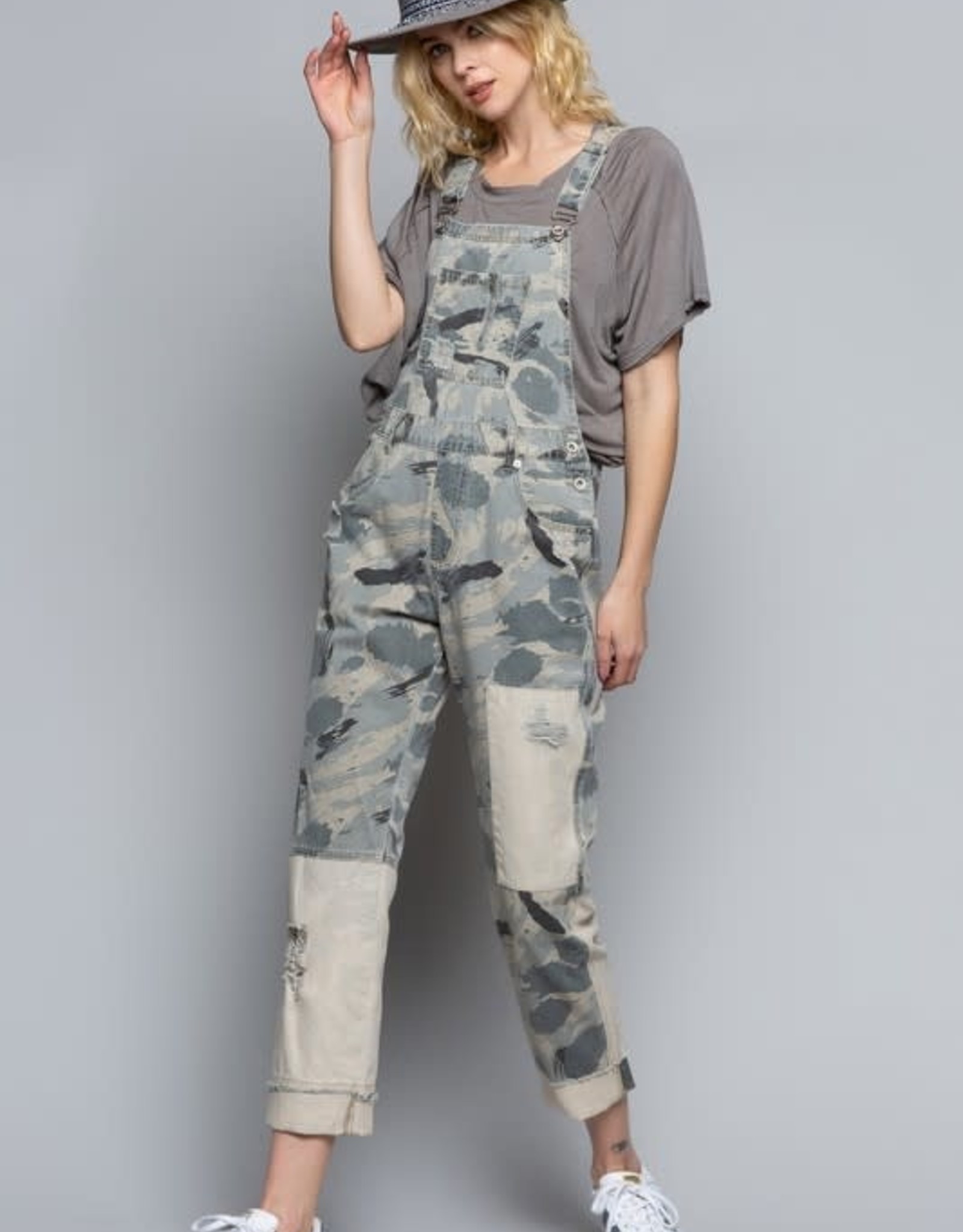 Distressed Camo Overalls 2 Broke Girls Boutique