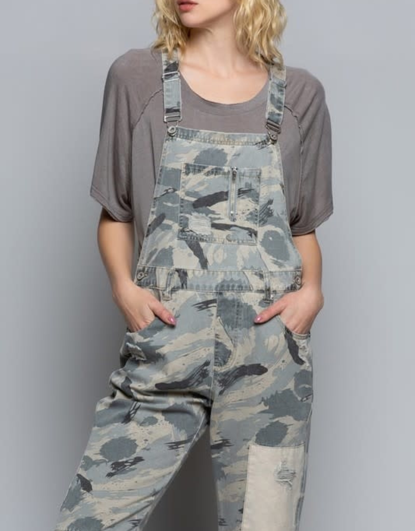 Distressed Camo Overalls 2 Broke Girls Boutique