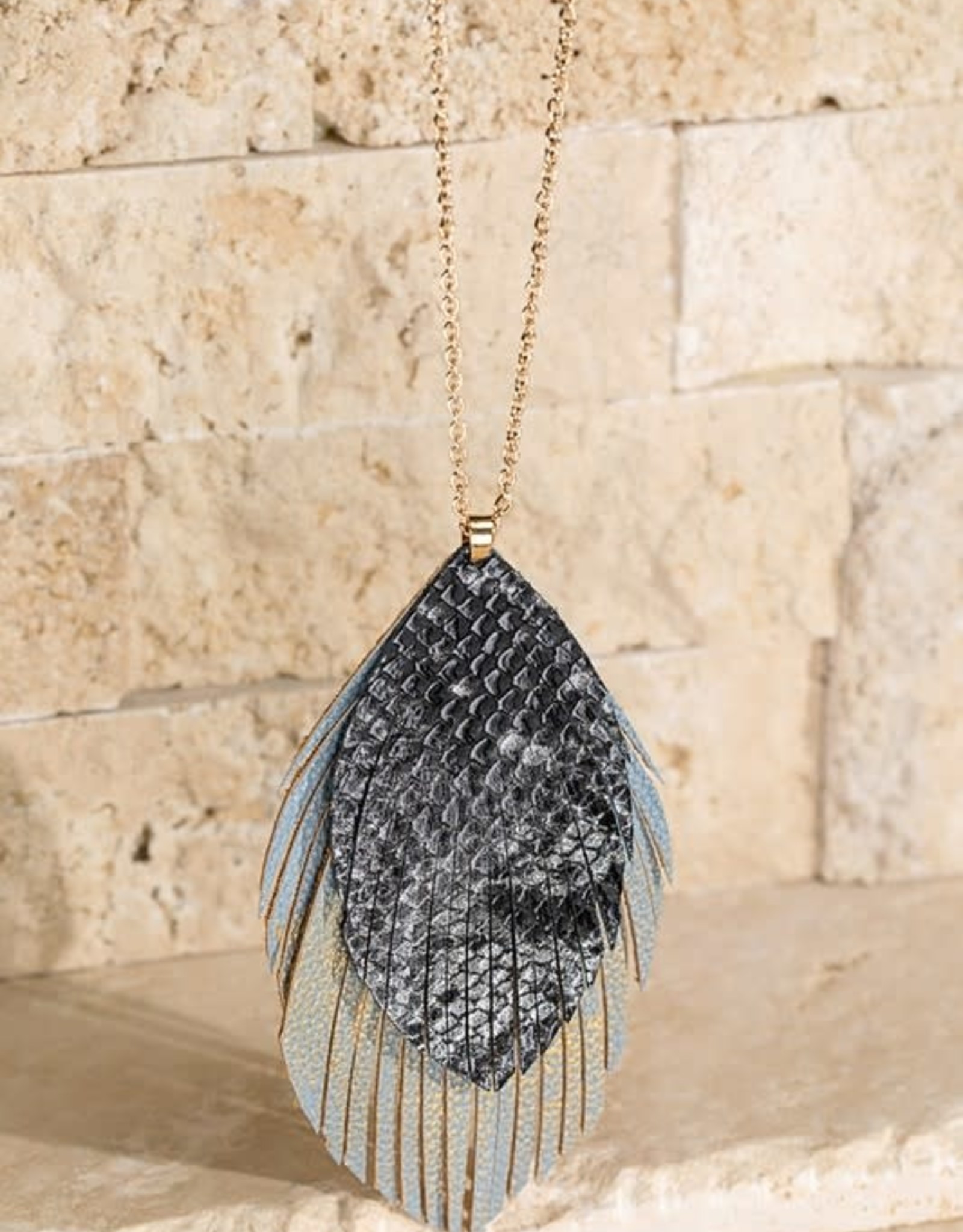 Layered Faux Leather Necklace 2 Broke Girls Boutique