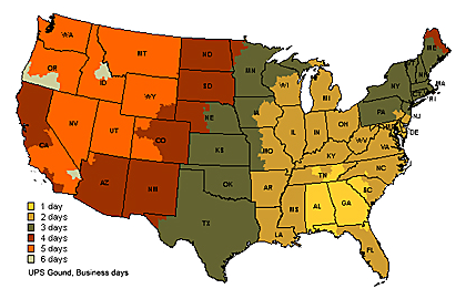 UPS Shipping Map