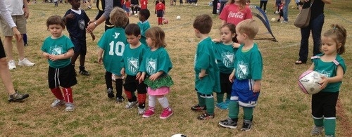 Kids playing soccer