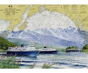 静謐な海と桟橋のモノクロアート「BLUE PIER」｜MAJOR AKOS 限定 Alaska Marine Highway | Brenda Schwartz - Annie Kaill's