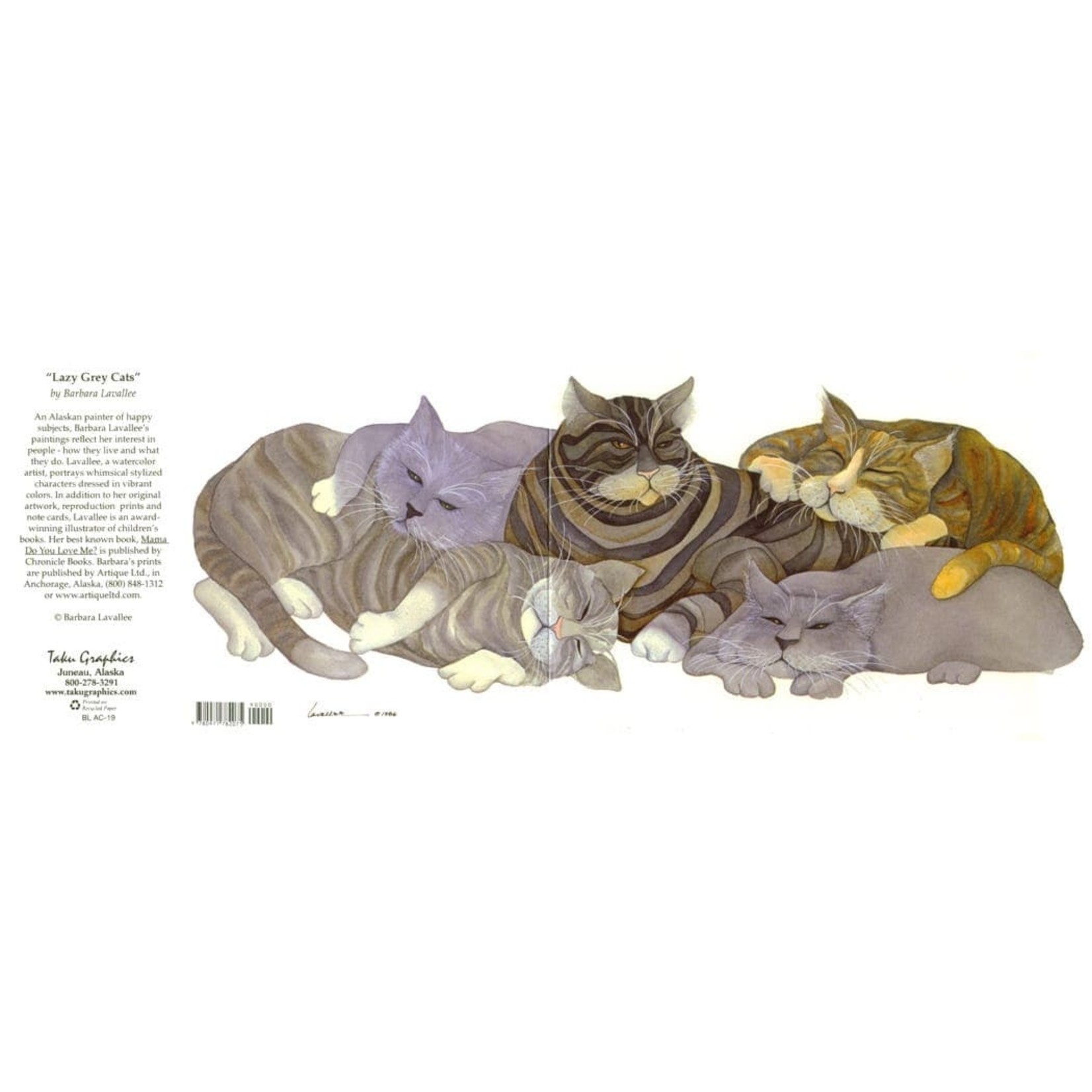 Barbara Lavallee Lazy Grey Cats (art card) | Barbara Lavallee