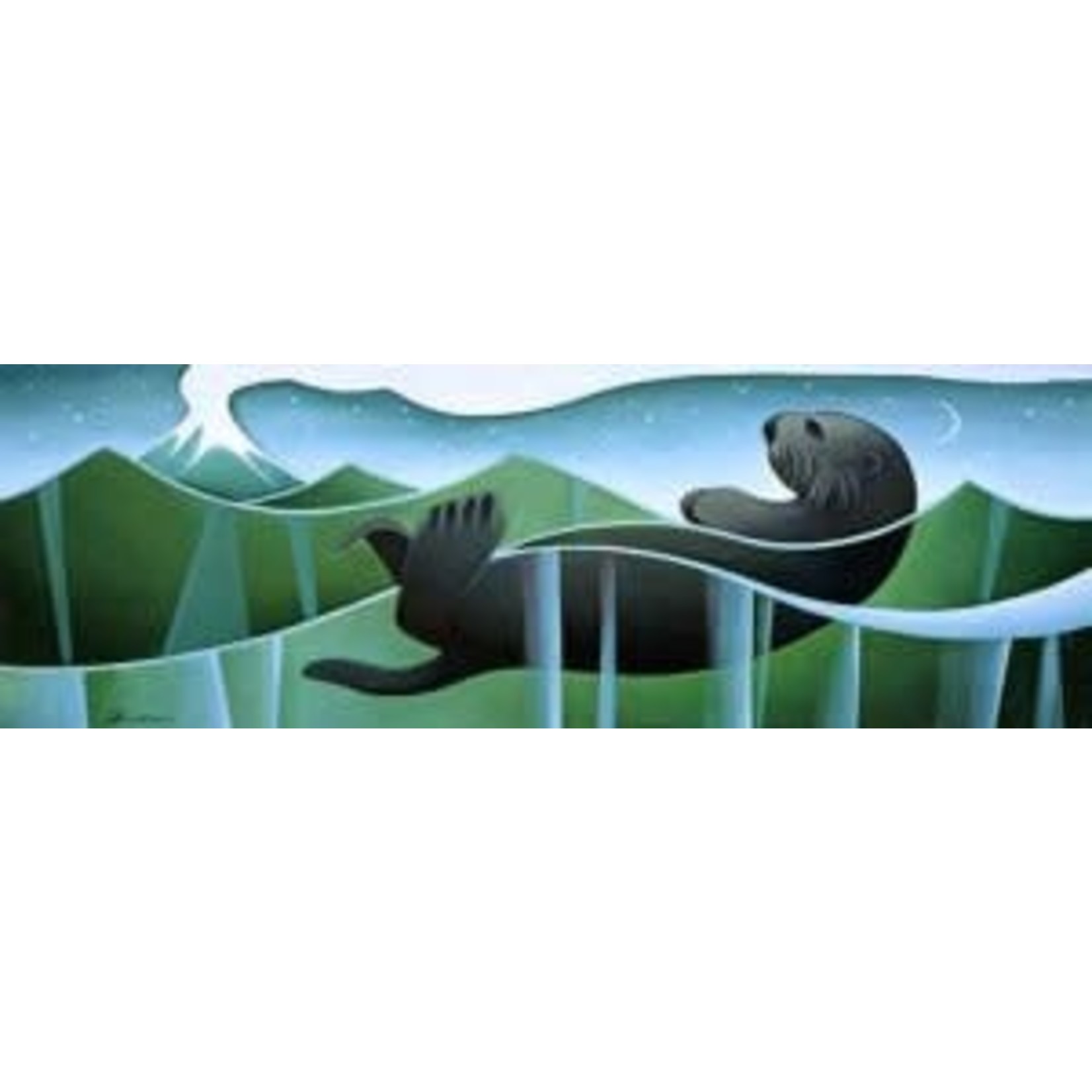 Nathalie Parenteau Sea Otter and Volcano (art card) | Nathalie Parenteau