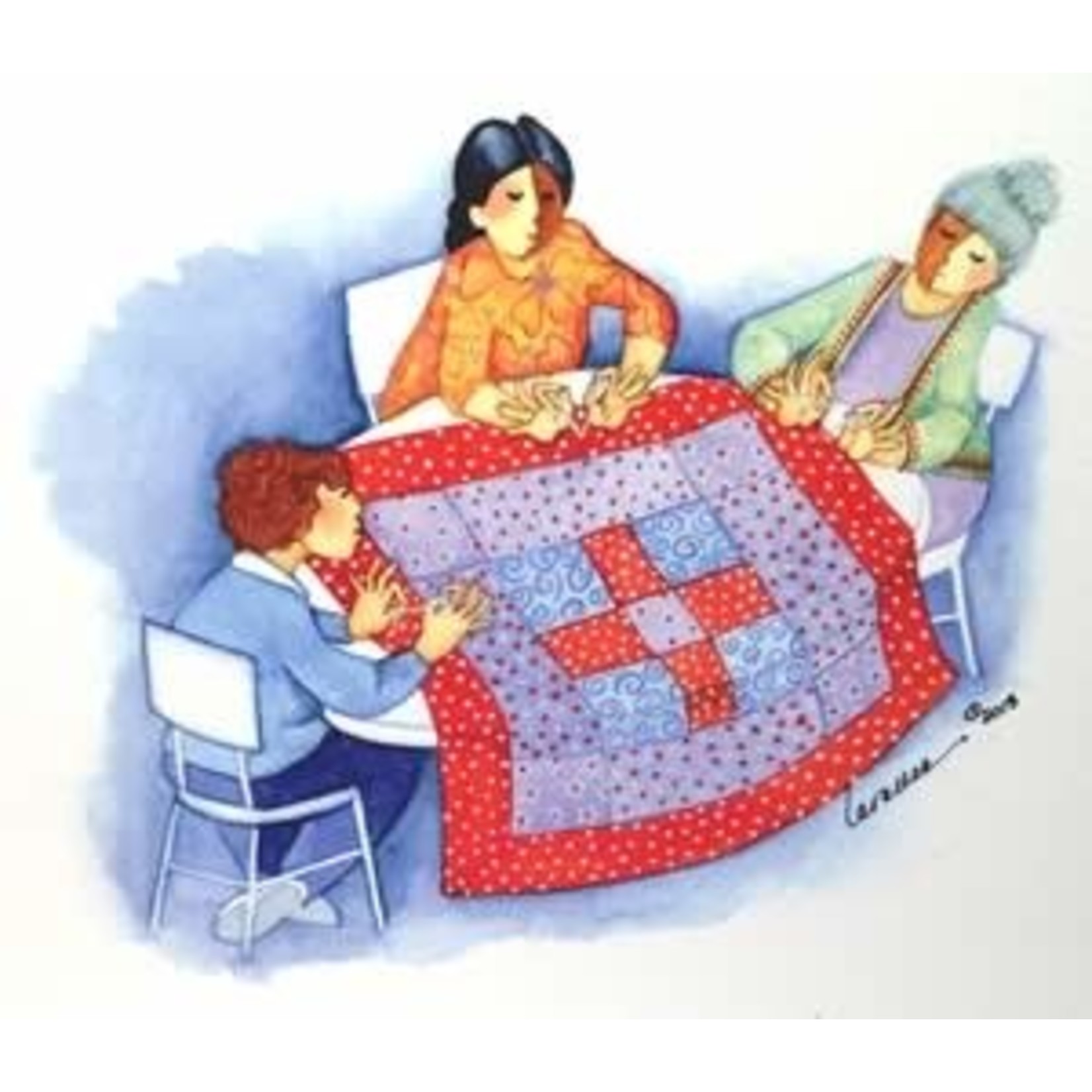 Barbara Lavallee Tying a Quilt | Barbara Lavallee