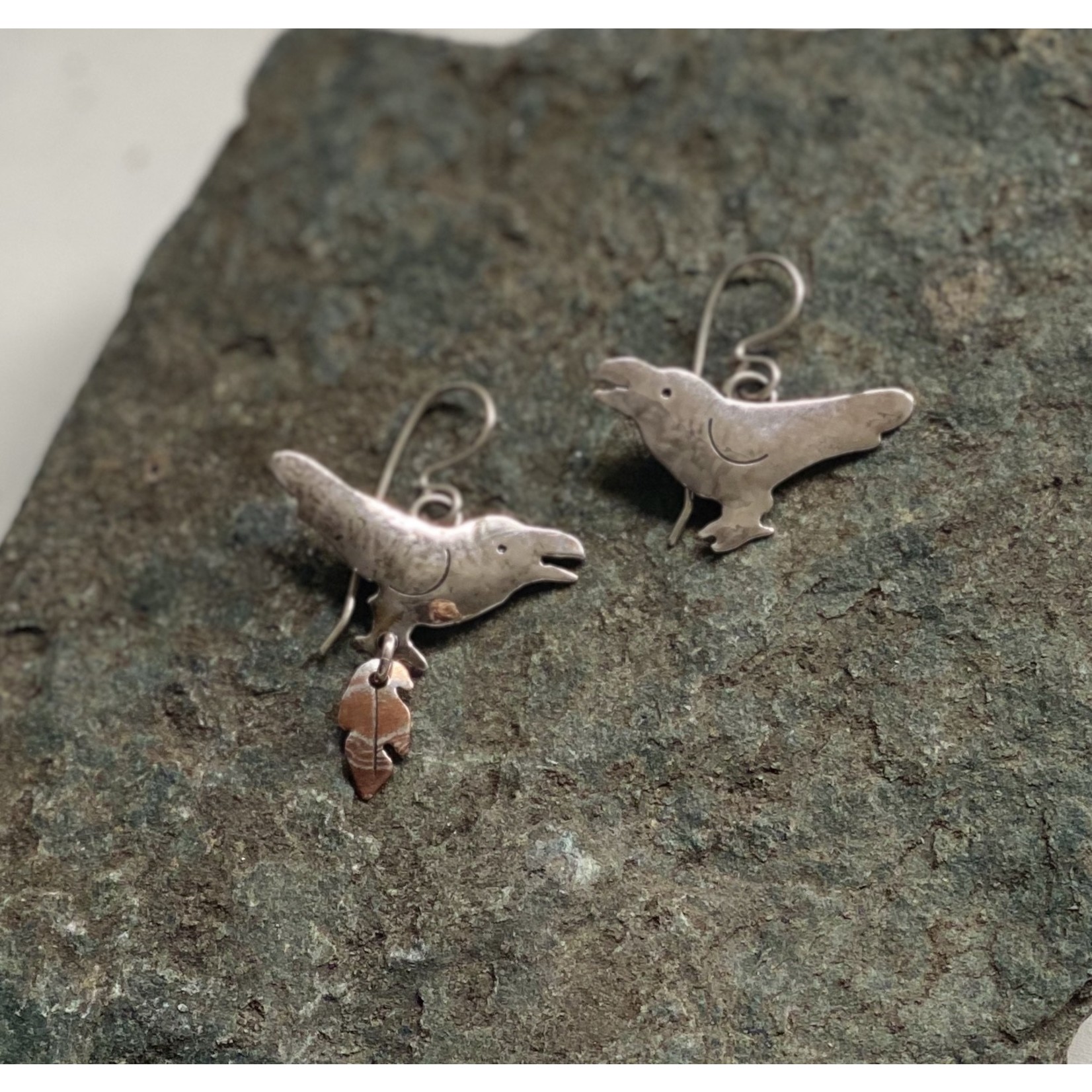 Water's Edge Studio Raven Earrings with Mokume | Water's Edge Studio