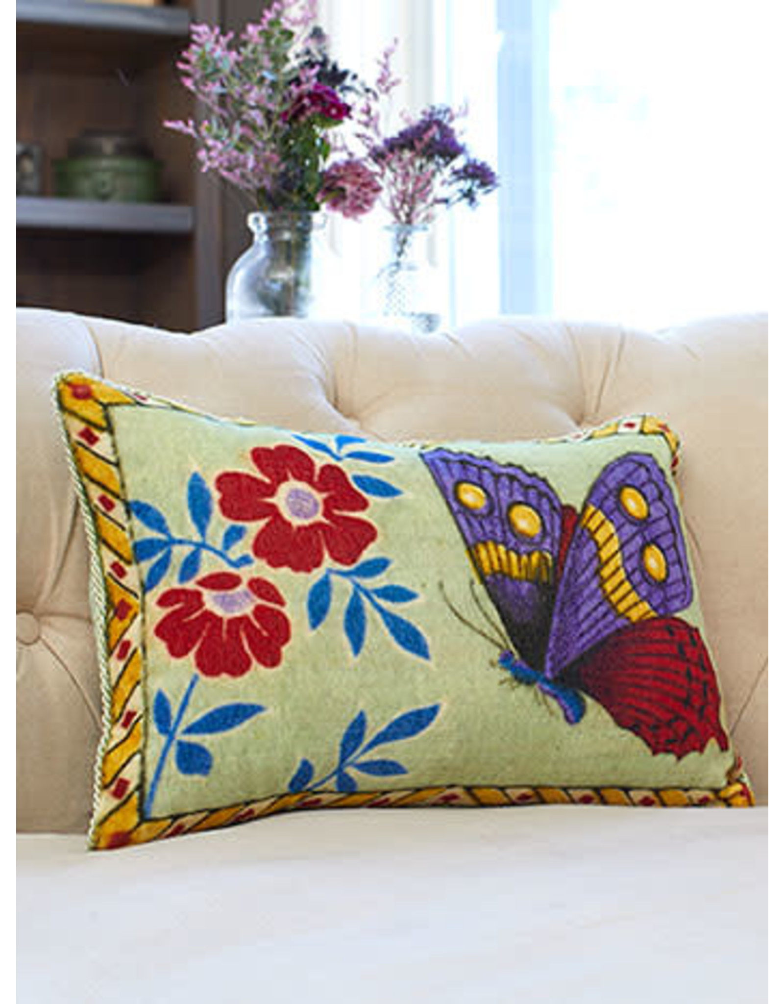 April Cornell Velvet Cushion (mariposa sage) | April Cornell