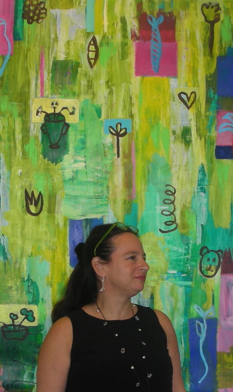 pamela smilow in front of painting