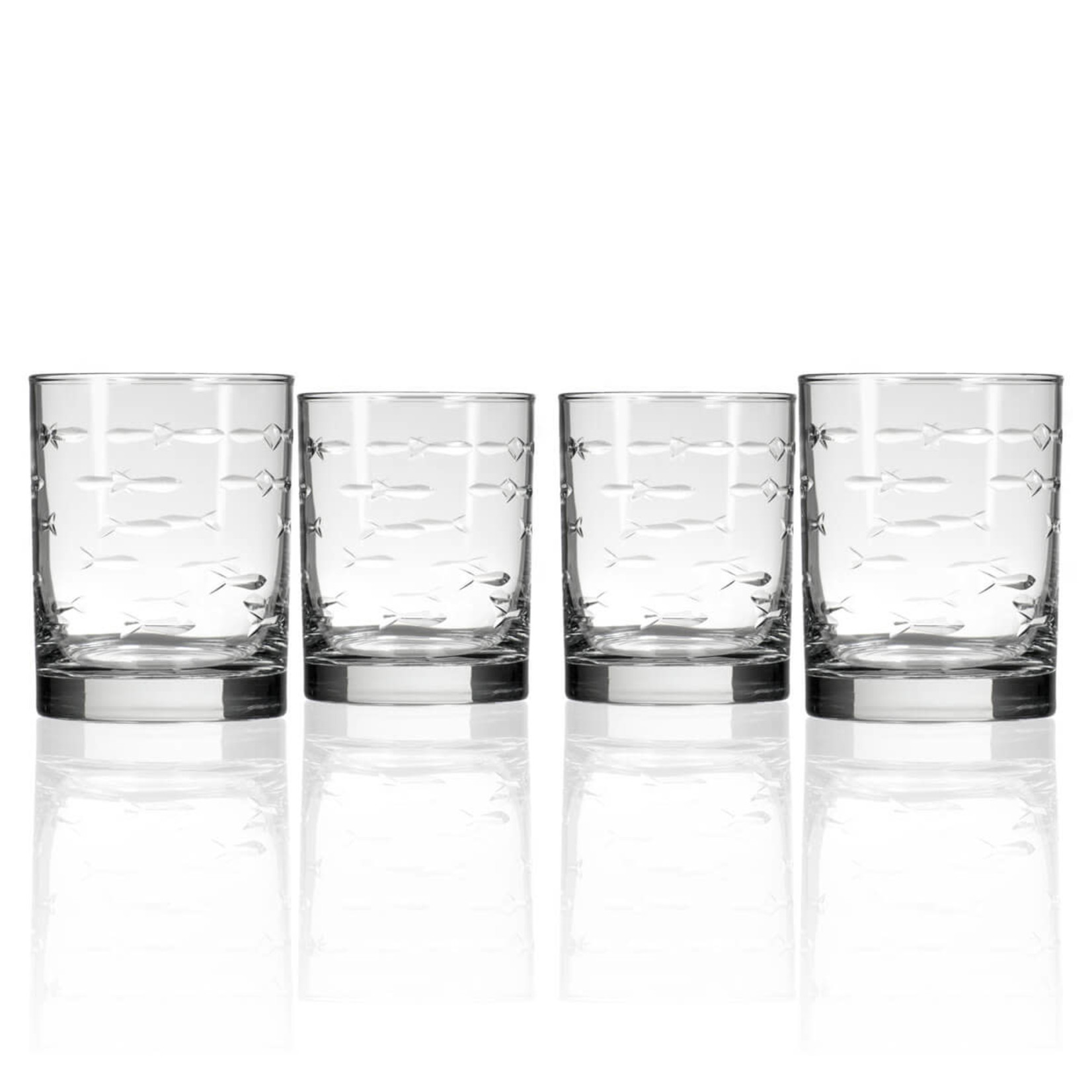 School of Fish Stemless Wine Glass Tumblers by Rolf Glass
