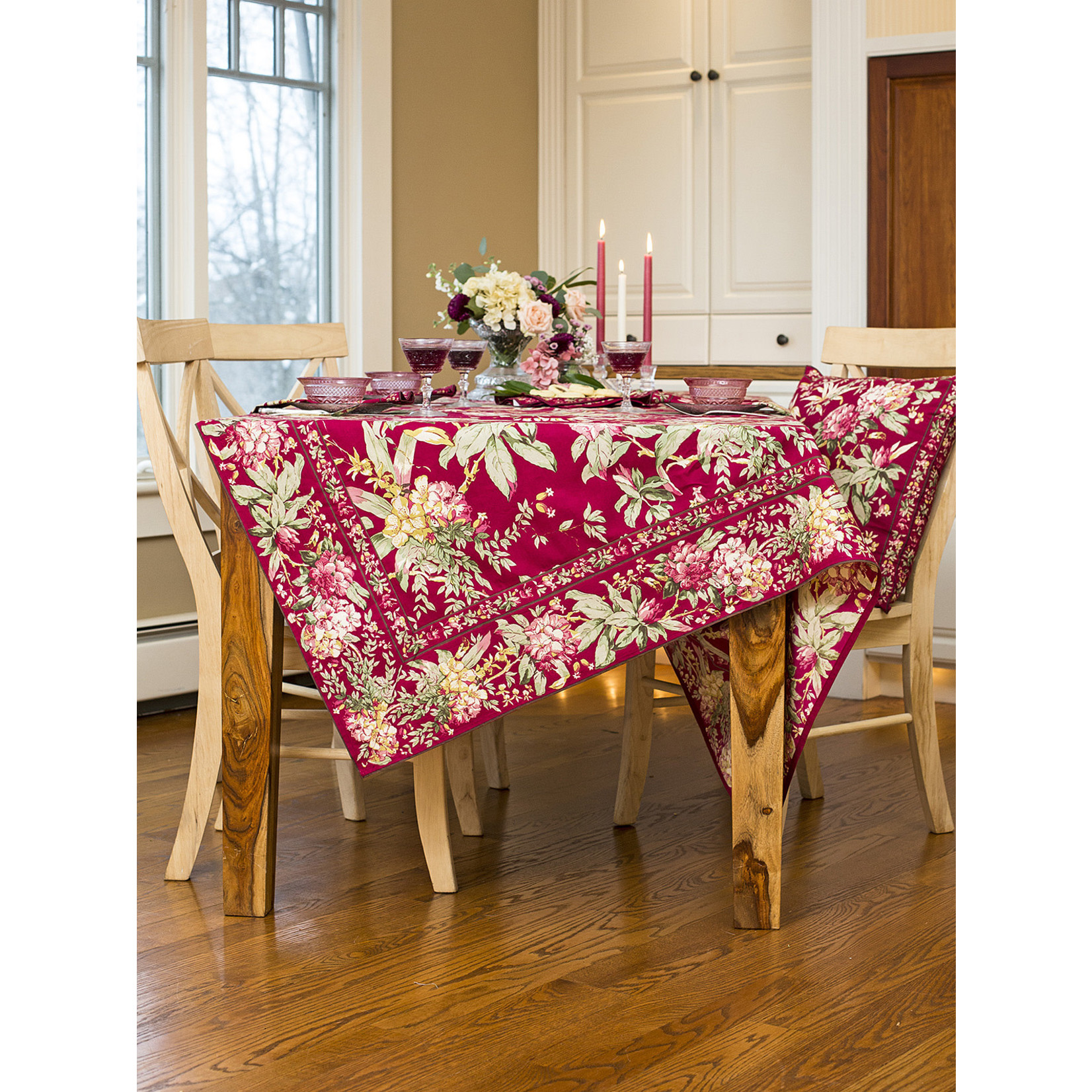 April Cornell Cranberry Hydrangea Tablecloth | April Cornell