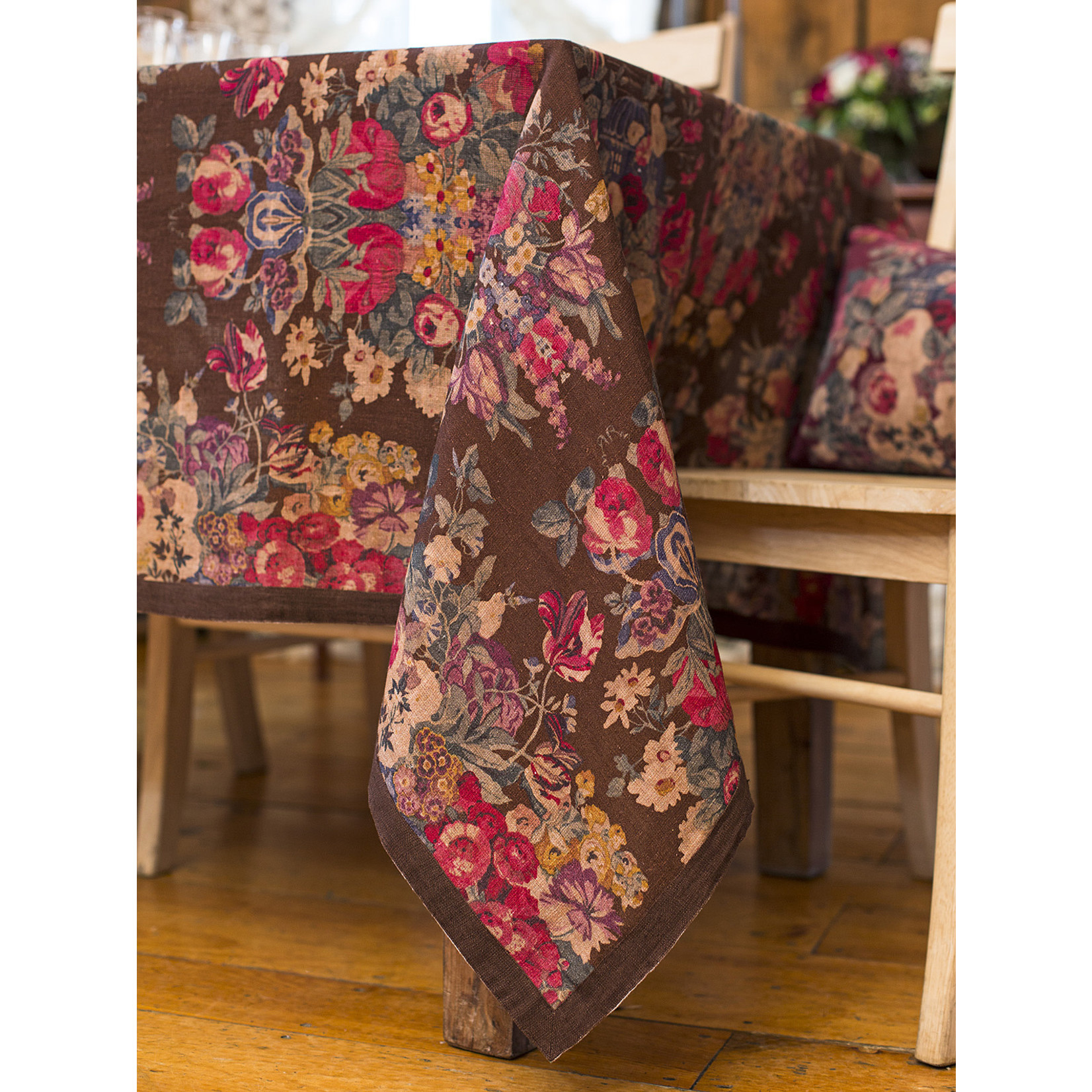 April Cornell Chocolate Allure Linen Tablecloth | April Cornell