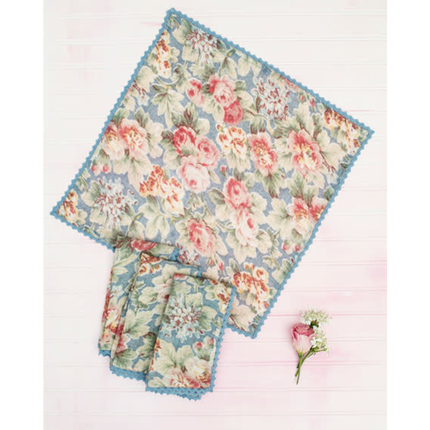 Printed Floral Linen Napkins Set of 4.