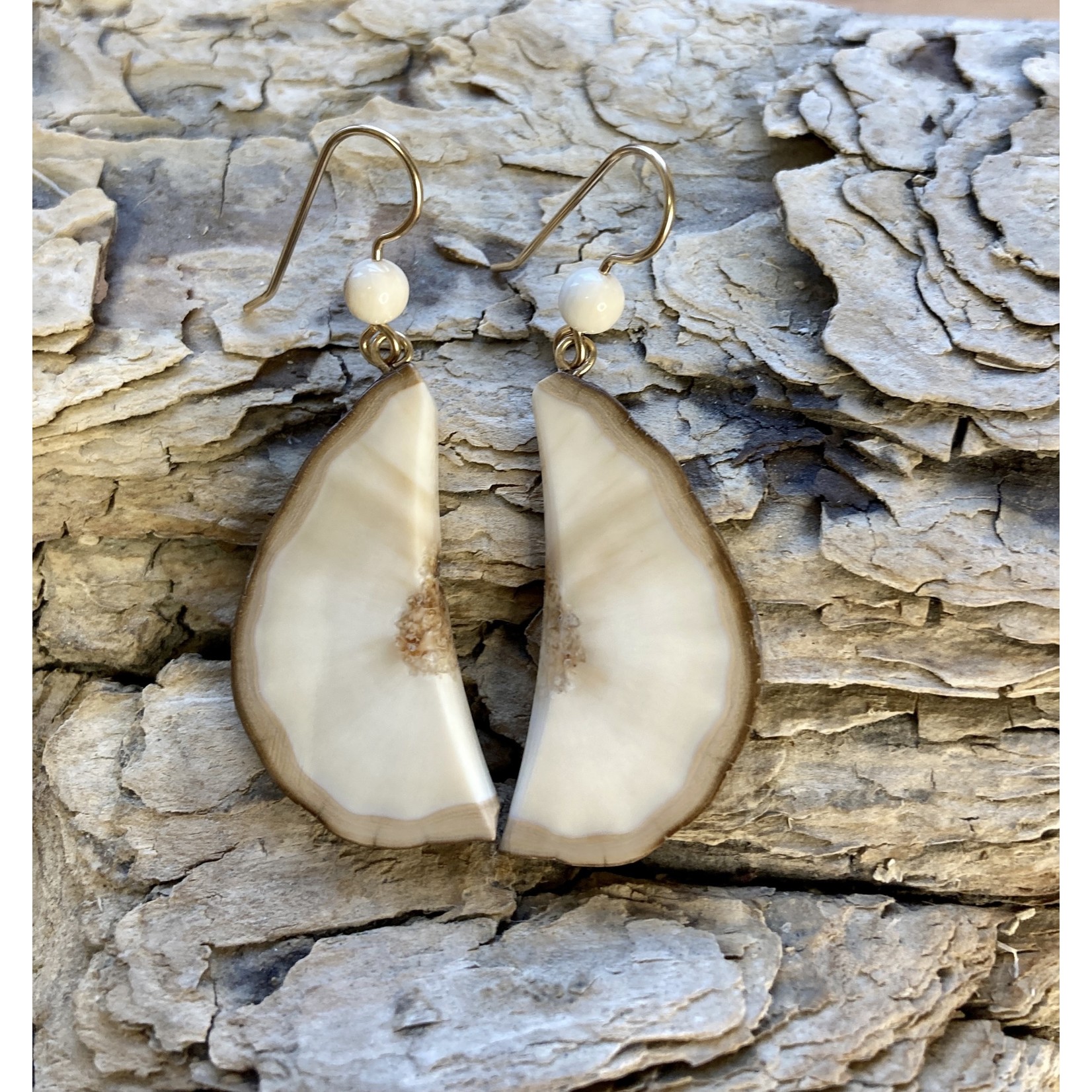 Johnny Ellis Fossil Ivory Large Earrings #1 | Johnny Ellis