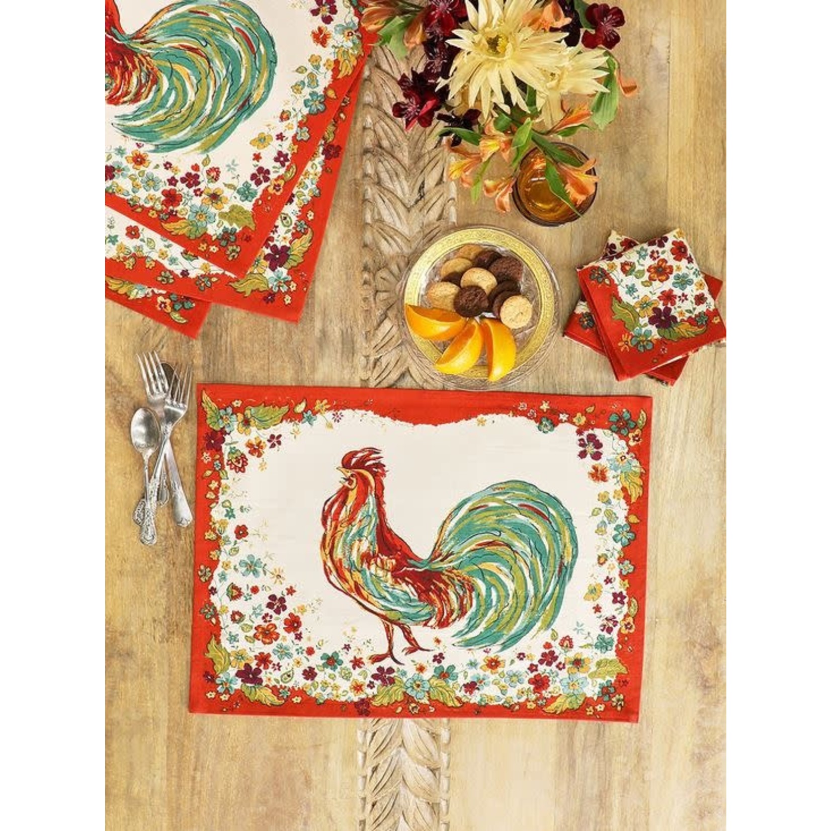 April Cornell Rooster Canvas Placemat | April Cornell