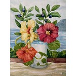 Lisa Schramek Nasturtiums and Huckleberry in a Shell Vase