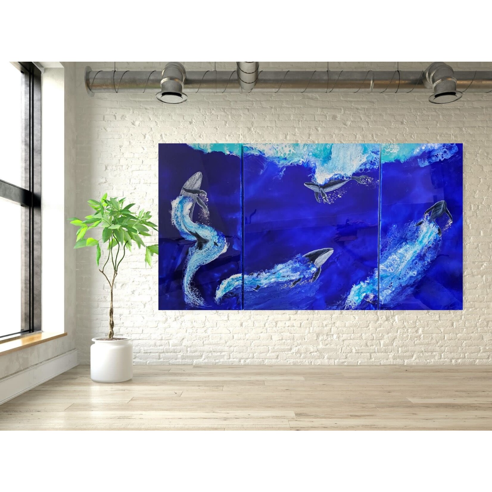 A Symphony of Art Whale Triptych (Original) | Melanie Burns