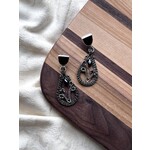 Twisted Ginger Jewelry Obsidian and Wire Wrapped Earrings