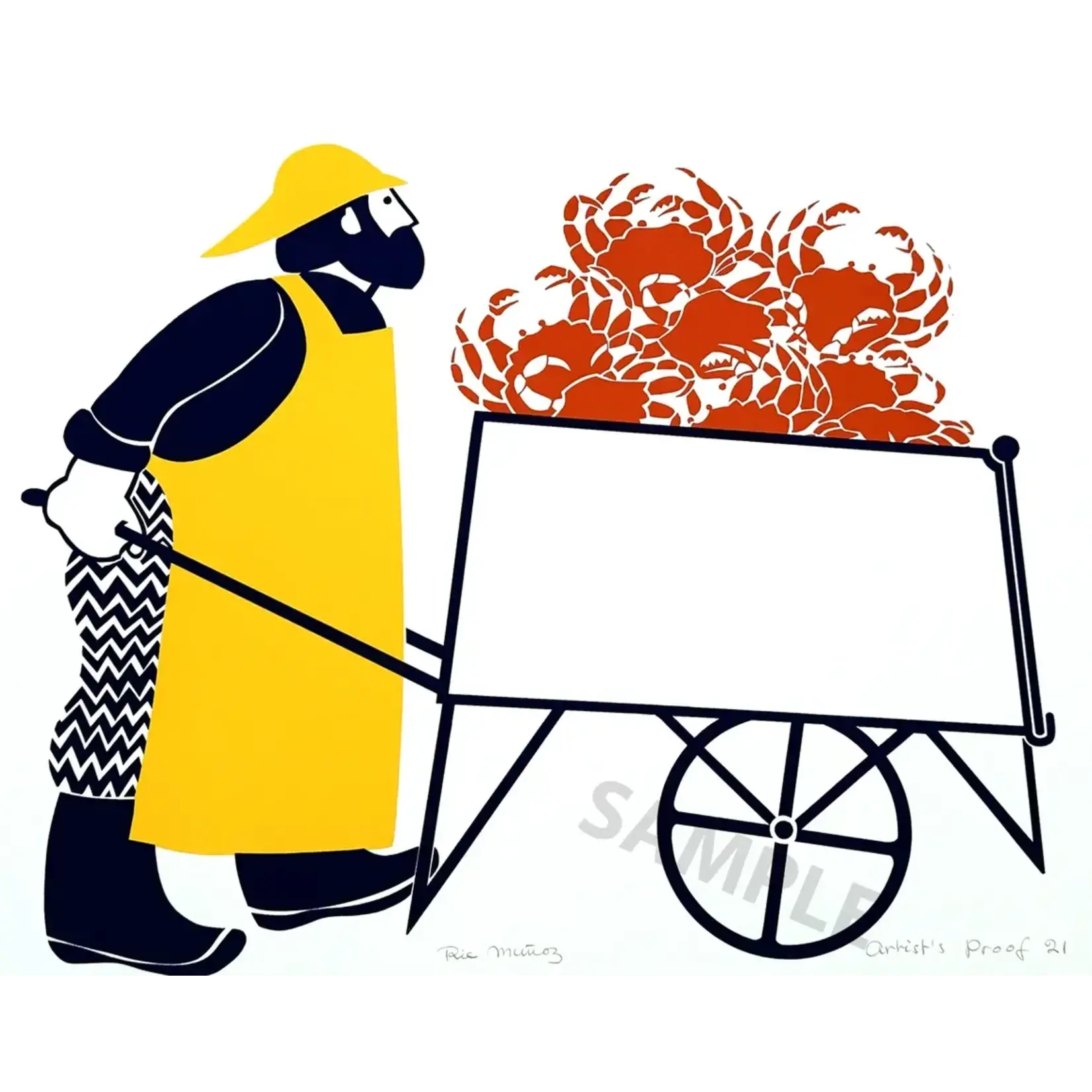 Rie Munoz Cannery Worker with Crab (AP) Silkscreen | Rie Muñoz