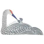 Rie Munoz Crane with Young Silkscreen