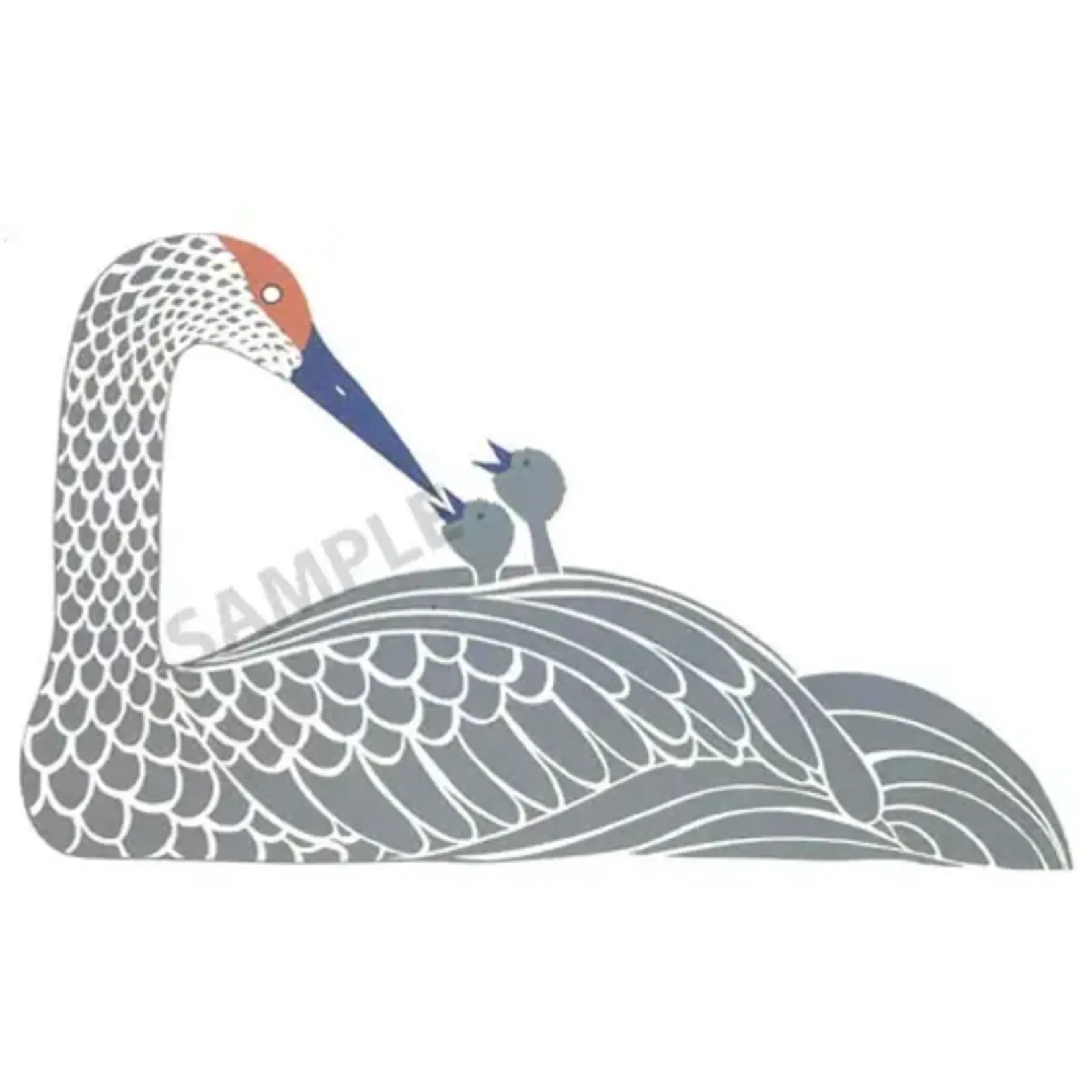 Rie Munoz Crane with Young Silkscreen | Rie Muñoz