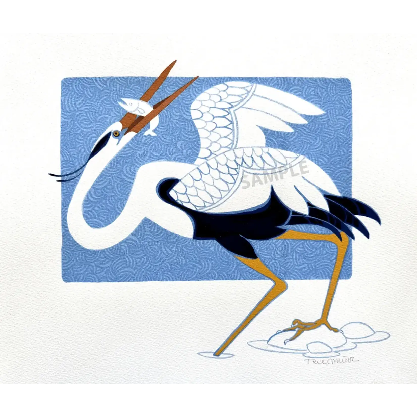 Rie Munoz Crane Silkscreen | Rie Muñoz