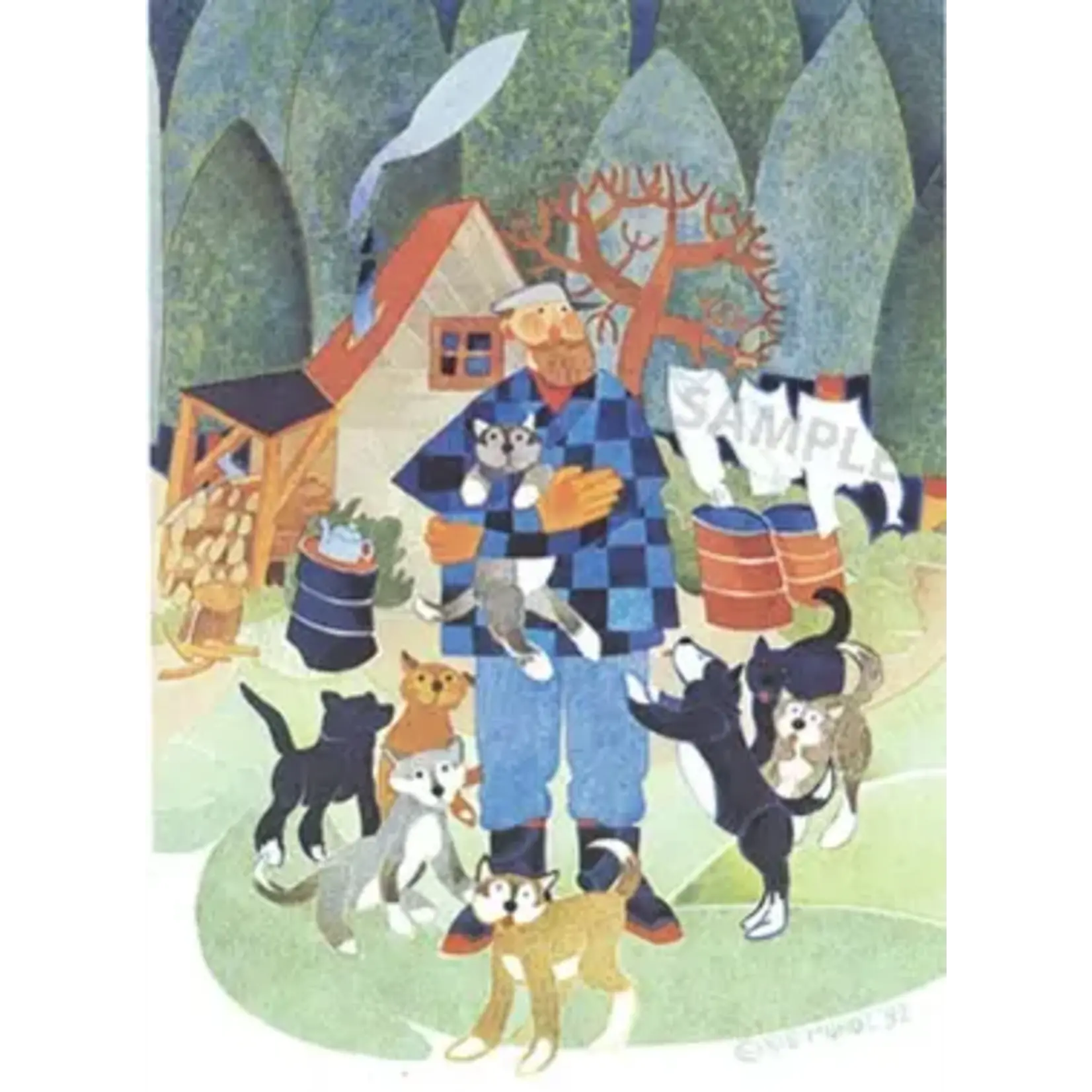 Rie Munoz Free Sled Puppies (Framed) | Rie Muñoz