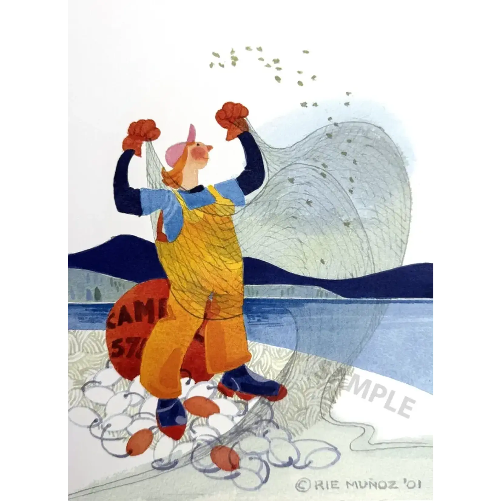 Rie Munoz Shaking Out Seaweed | Rie Muñoz