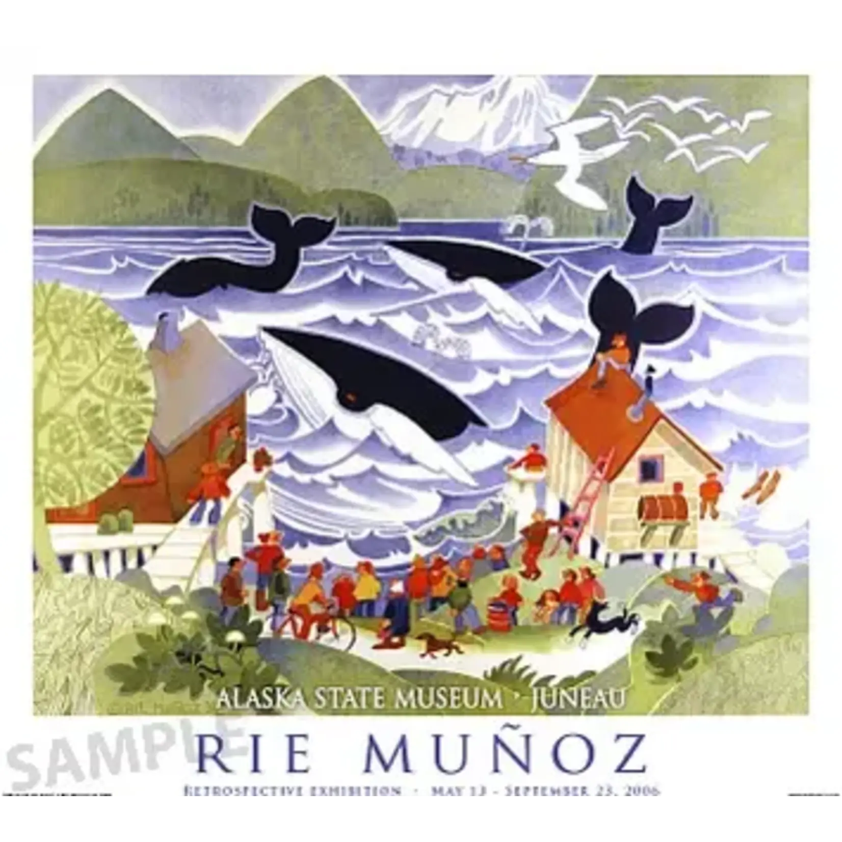 Rie Munoz Whales in the Inlet (Poster) | Rie Muñoz